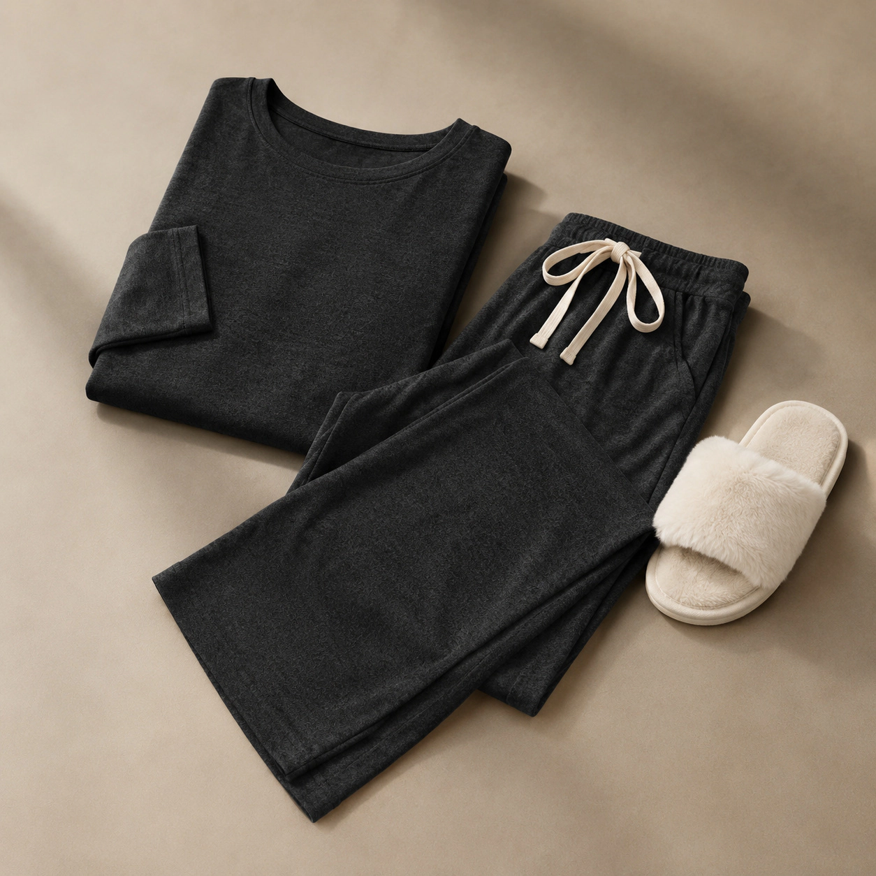 WZK Womens 2-Piece Long Sleeve Soft Loose Fit Sleepwear Lounge Set