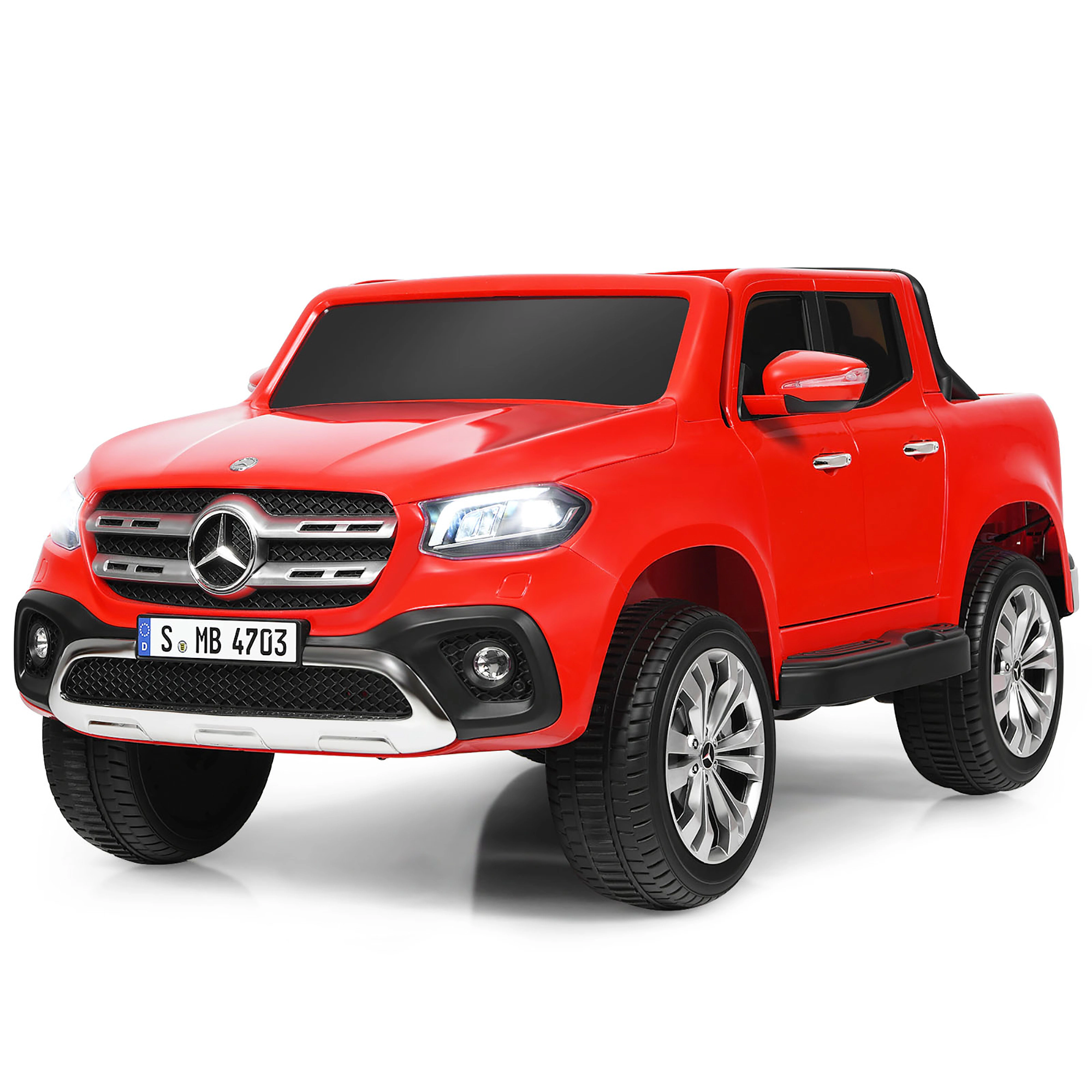 Costway Licensed Mercedes Benz x Class 12V 2-Seater Kids Ride On Car w/ Trunk Red