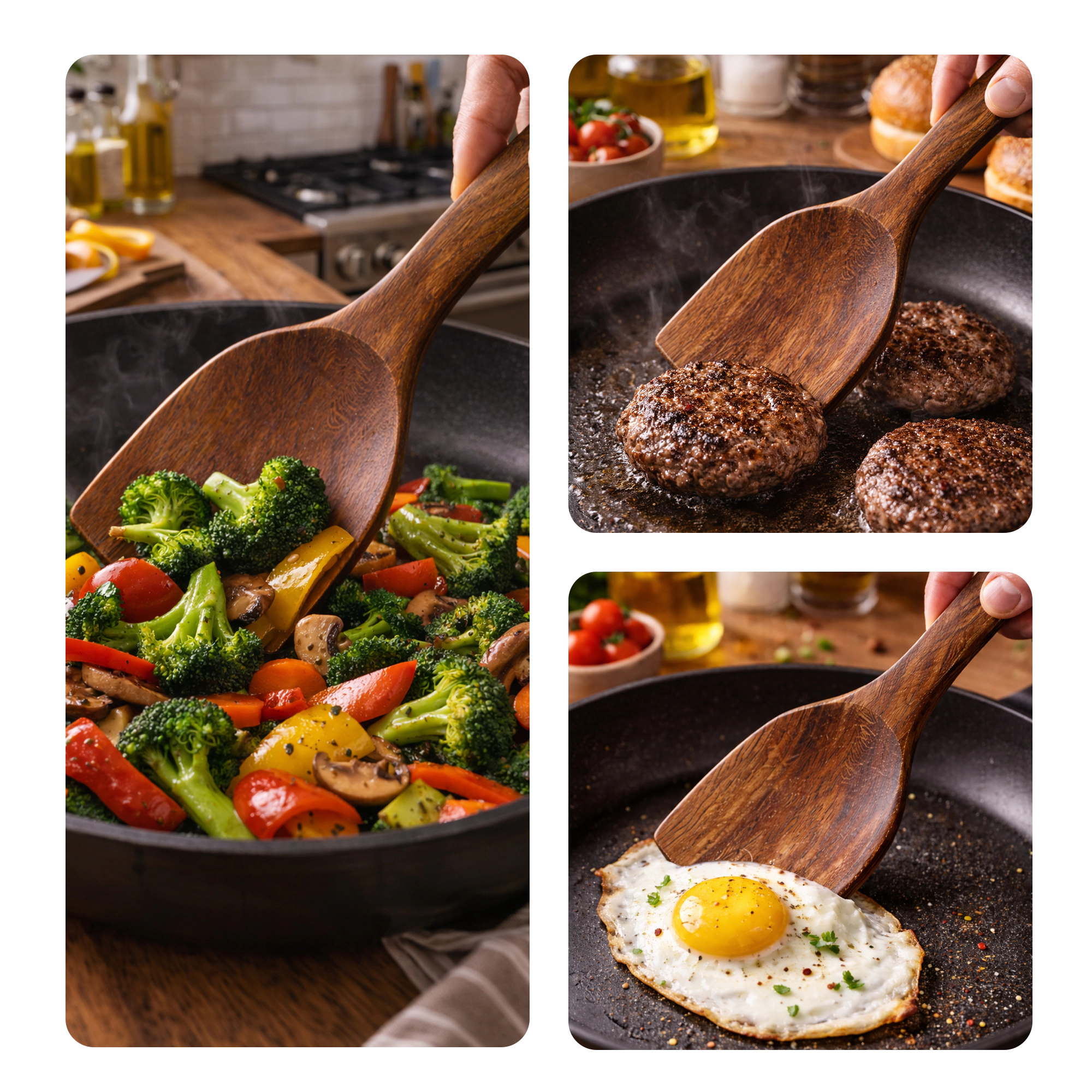 Cheer Collection Teak Wood Cooking Spatula for Nonstick Cookware