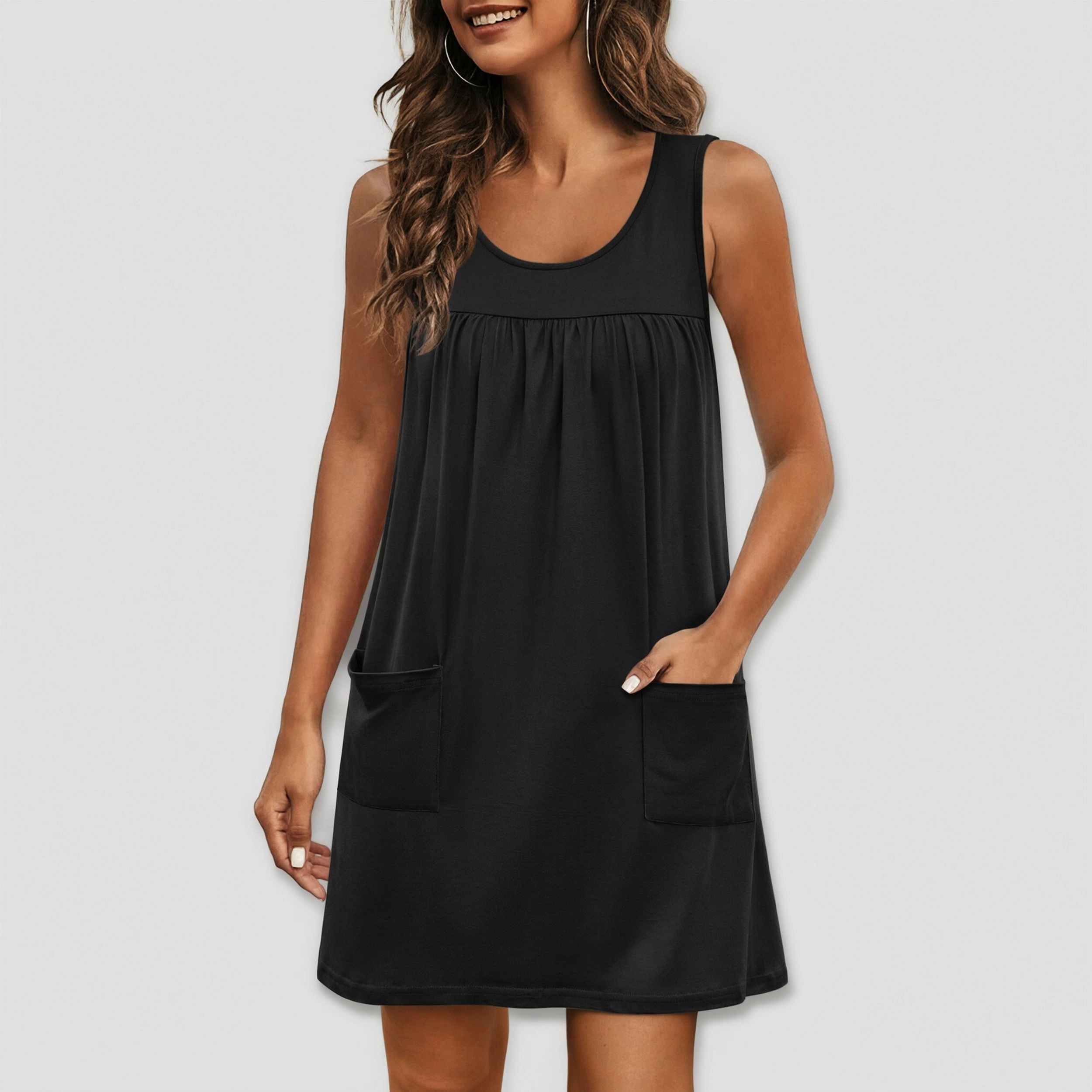Ekouaer Nightgowns for Women Tank Sleep Shirts Sleeveless Sleep Dress with Pockets Wide Strap