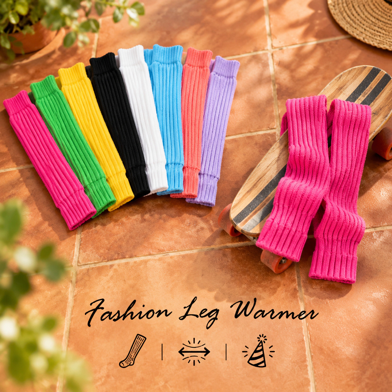 WZK Womens 8 Pairs Knit Ribbed Party Sports Daily Wear Leg Warmers