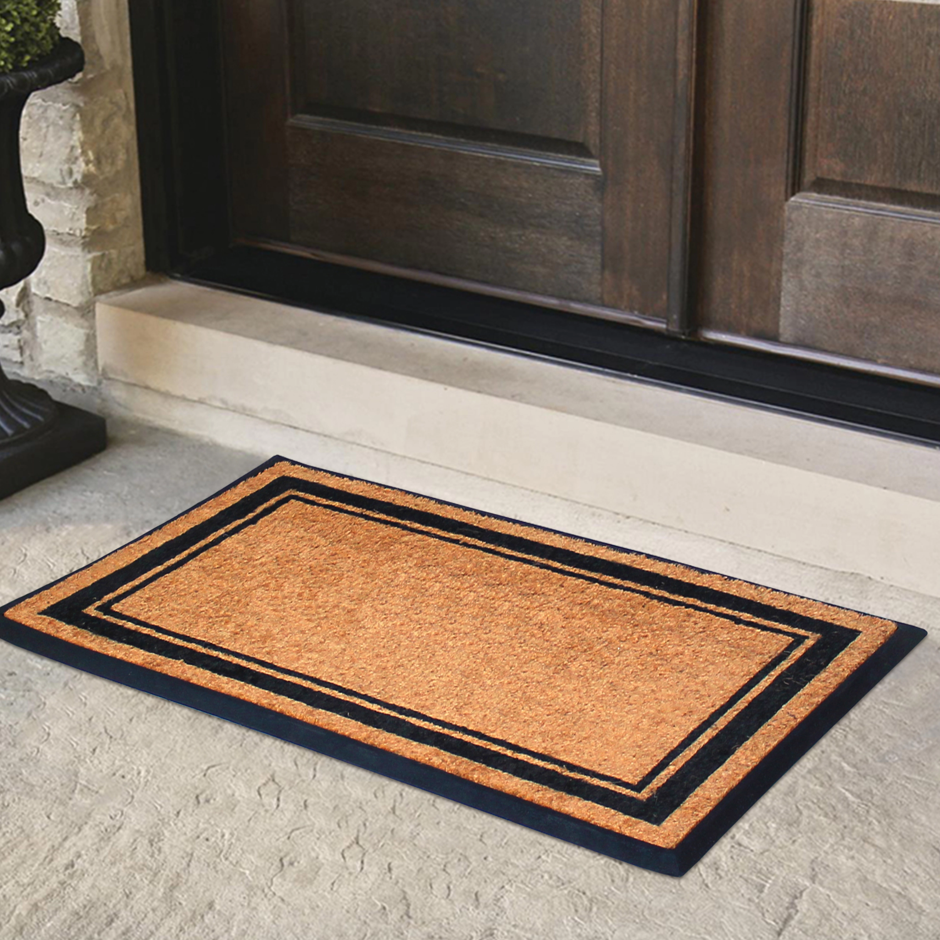 A1HC Coir and Rubber Door Mat 30x48 Inches Anti-Shed Fade-Resistant Heavy Duty Plain Border Black
