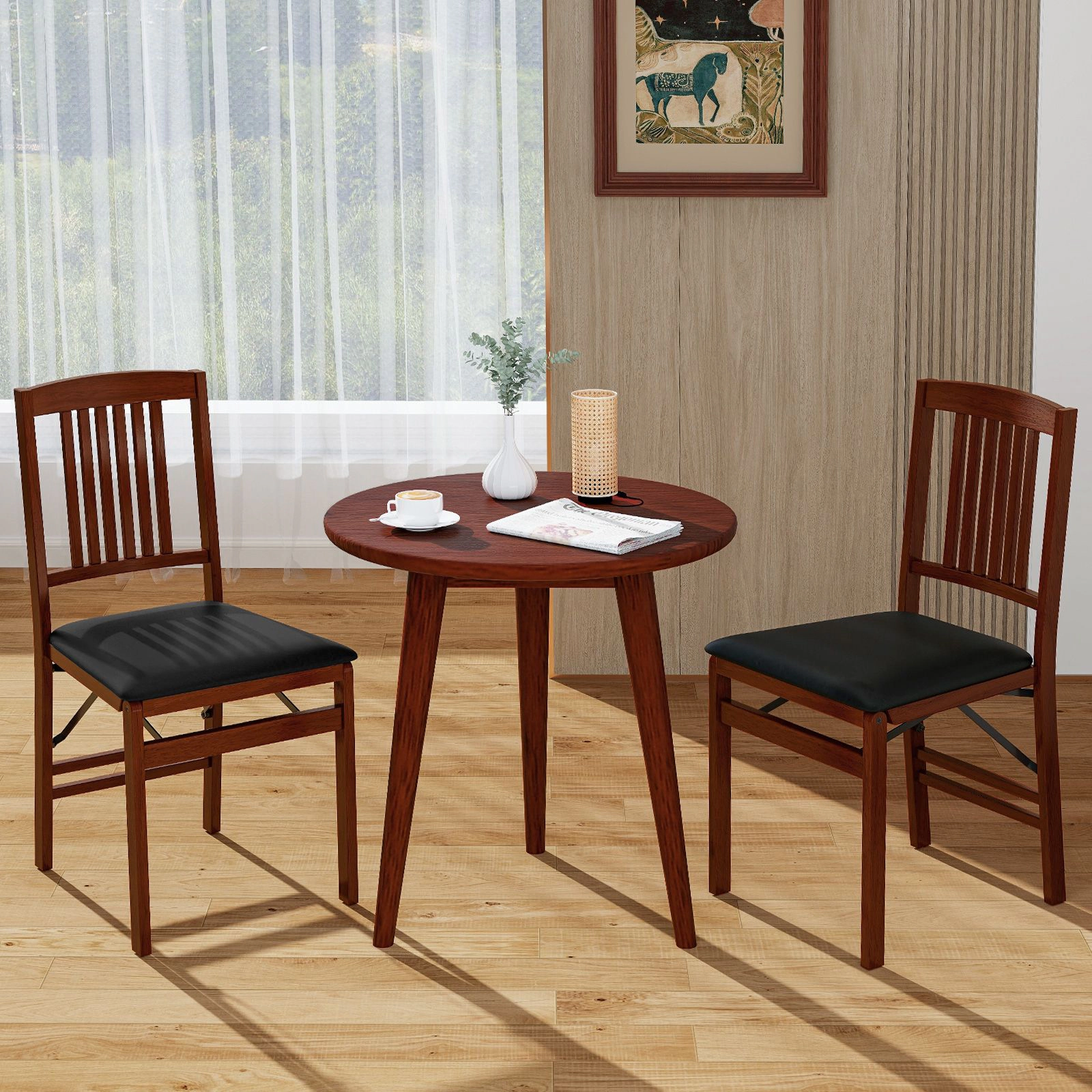 SlickBlue Folding Kitchen Dining Chairs With Padded Seat Set of 2