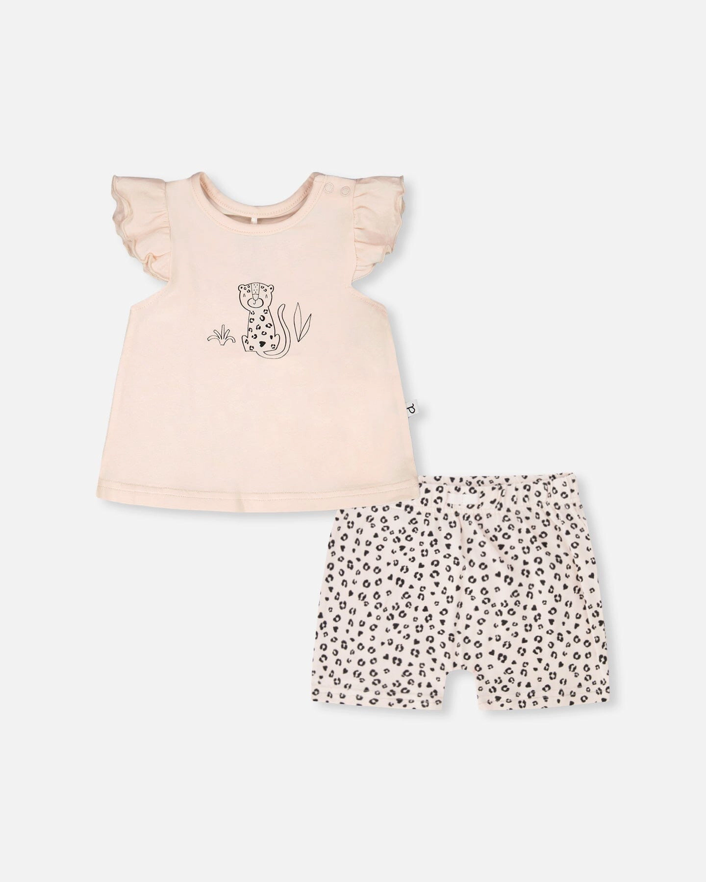 Deux par Girls Organic Cotton Jersey Top and Short Set Animal Print