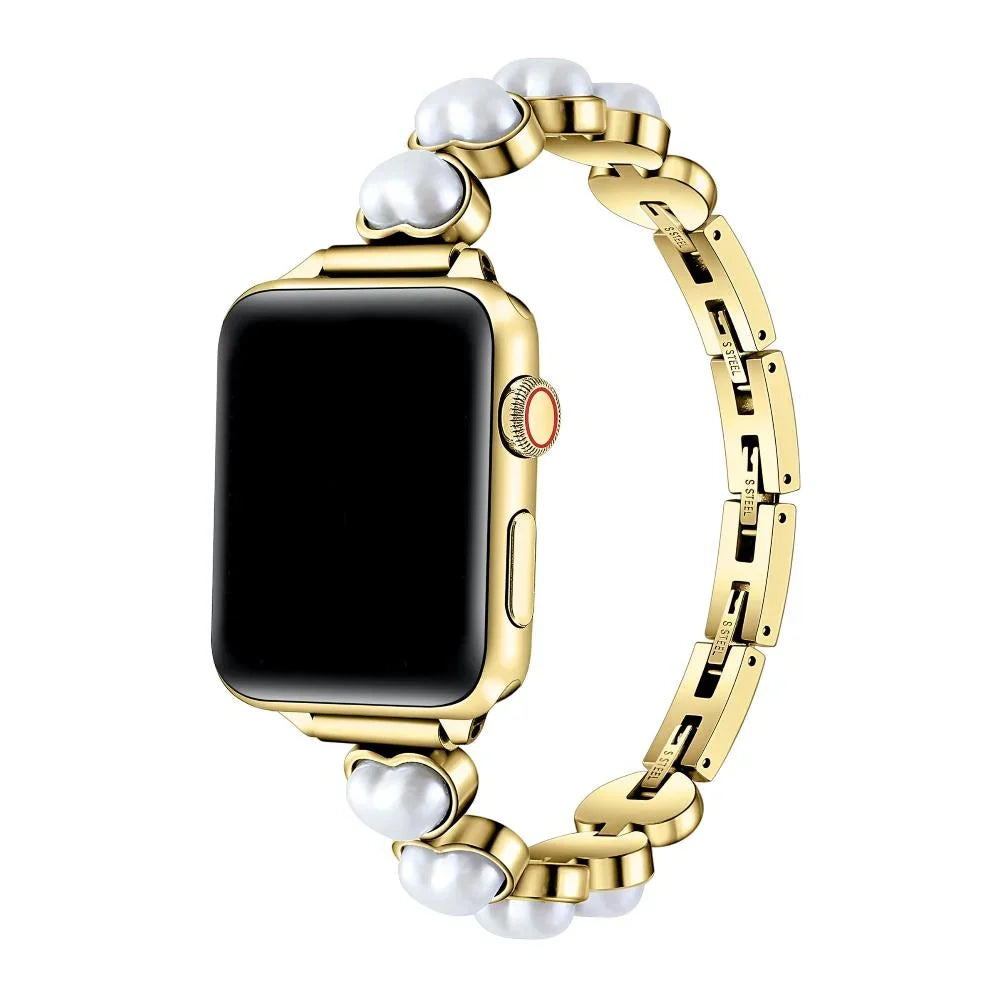 Posh Tech Womens Grace Pearl + Metal Band for Apple Watch