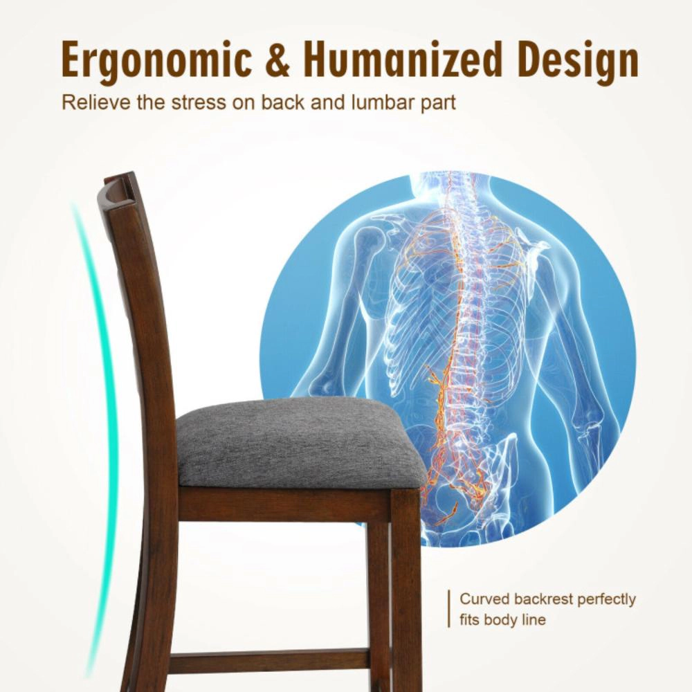 Hivvago Set of 2 Fabric Upholstered Counter Stools with Sturdy Rubber Wood Legs