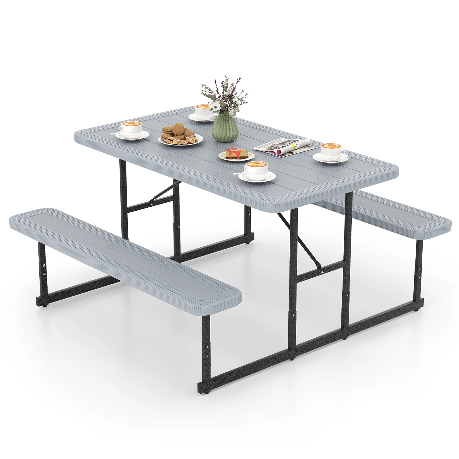 SUGIFT Outdoor Picnic Table Bench Set for 2-4 People 135-lb Table 330-lb Bench Capacity