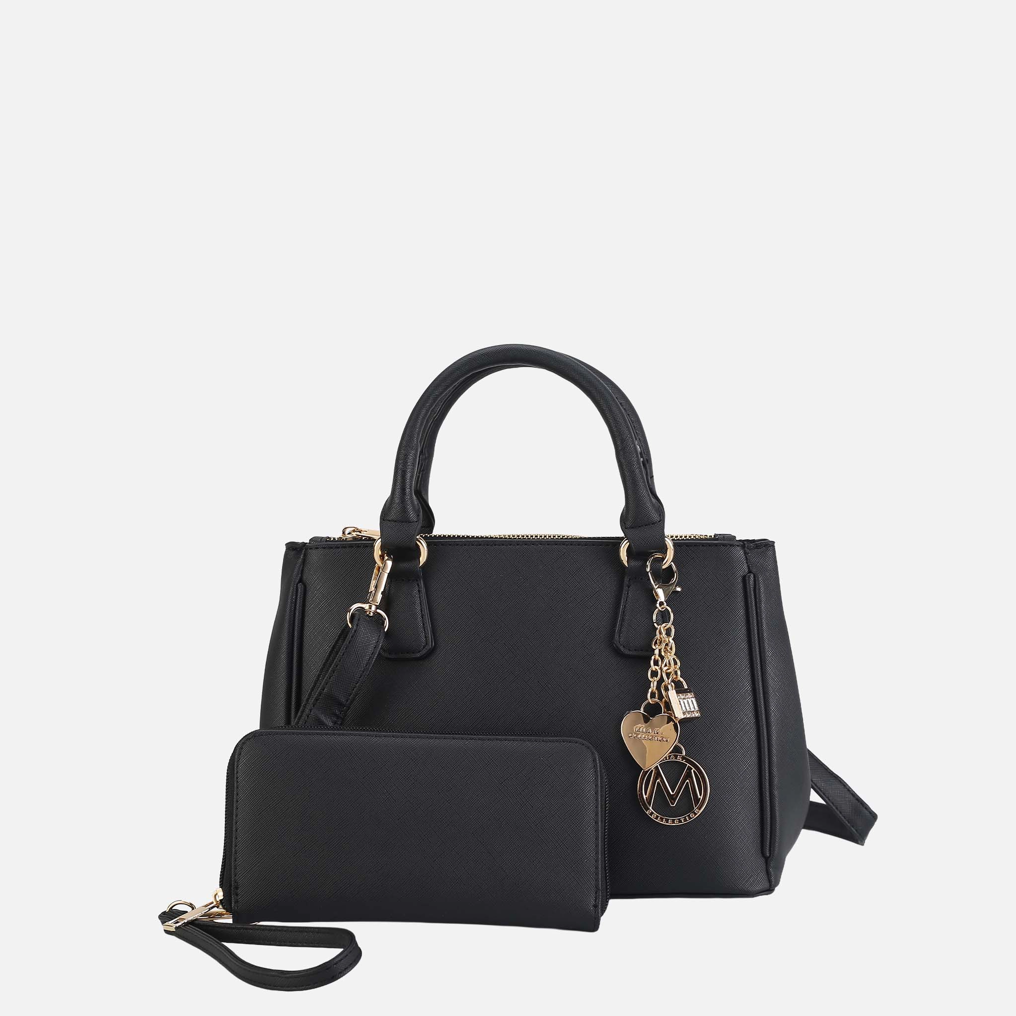 MKF Collection by Mia K Ruth Satchel Bag and Wallet Set, Saffiano Vegan Leather