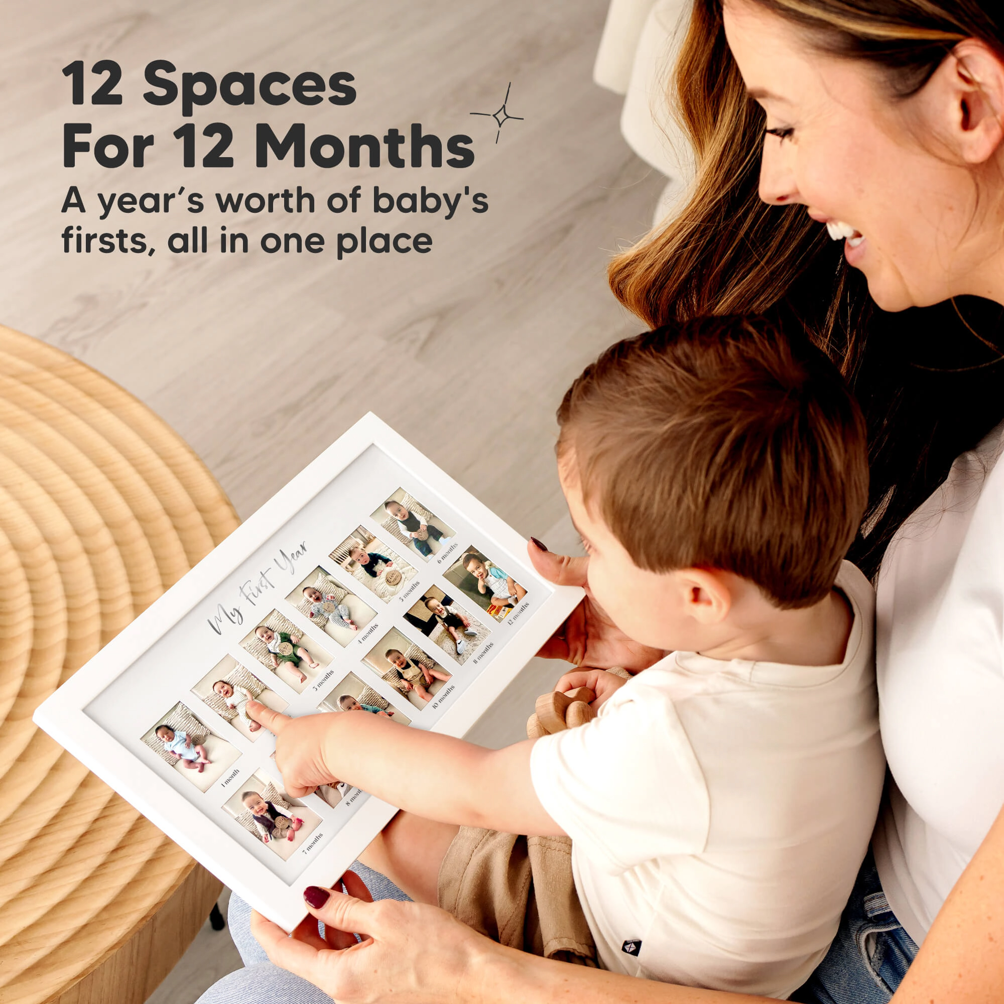 KeaBabies Nova Baby's First Year Picture Frame for Baby Boys, Girls