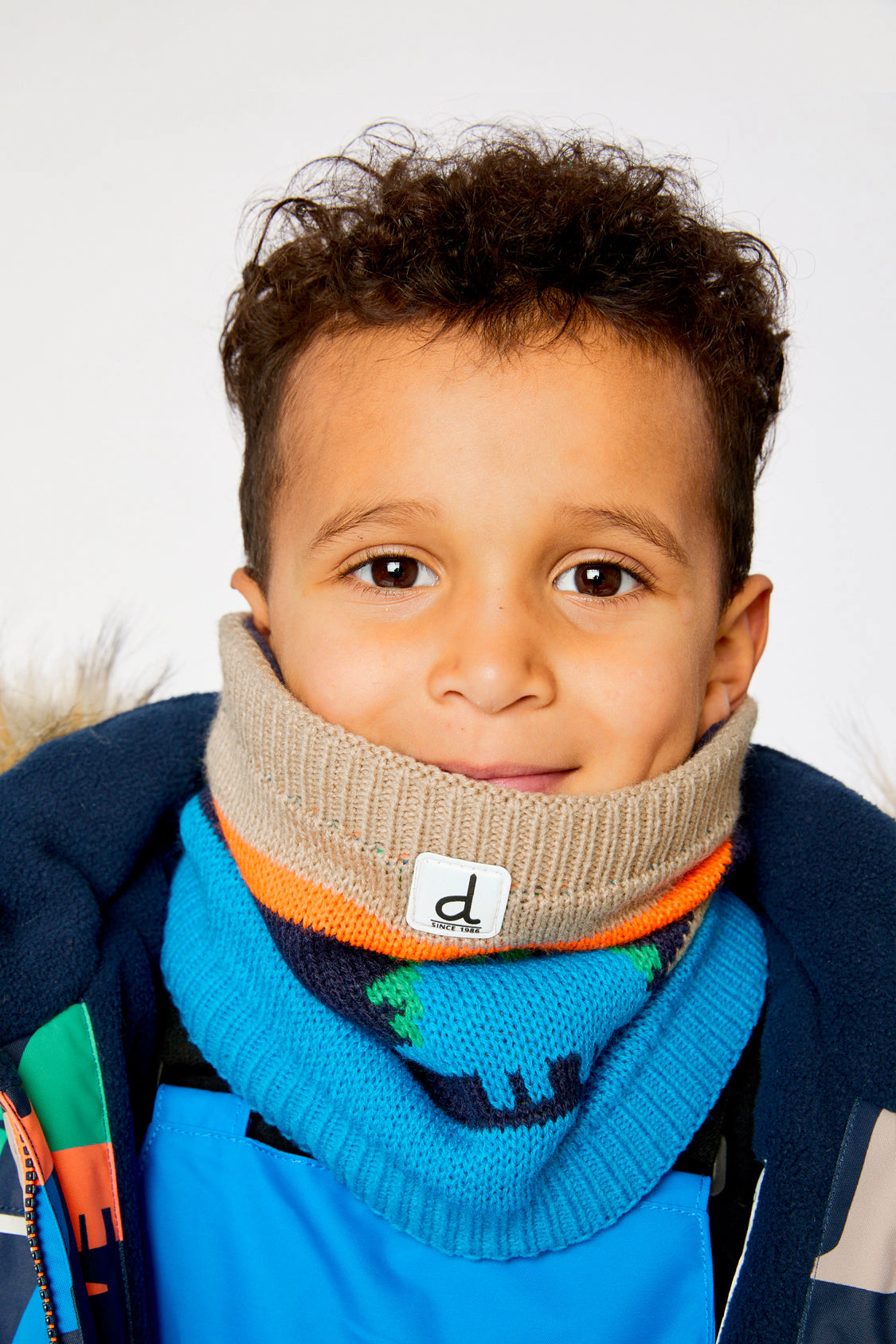 Deux par Deux Boys Dinosaur Print Jacquard Winter Knit Neckwarmer 2-6 Years