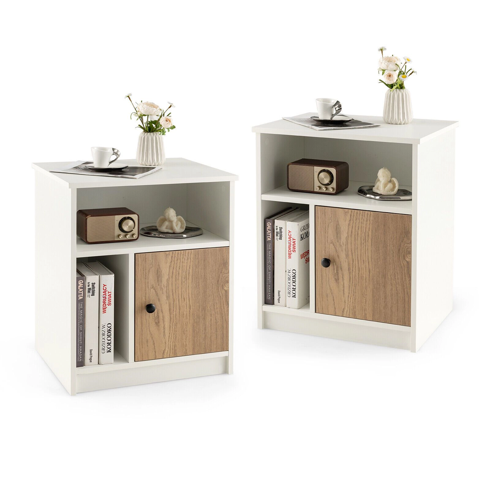 SlickBlue 2-Piece Nightstand Set with Storage Compartments