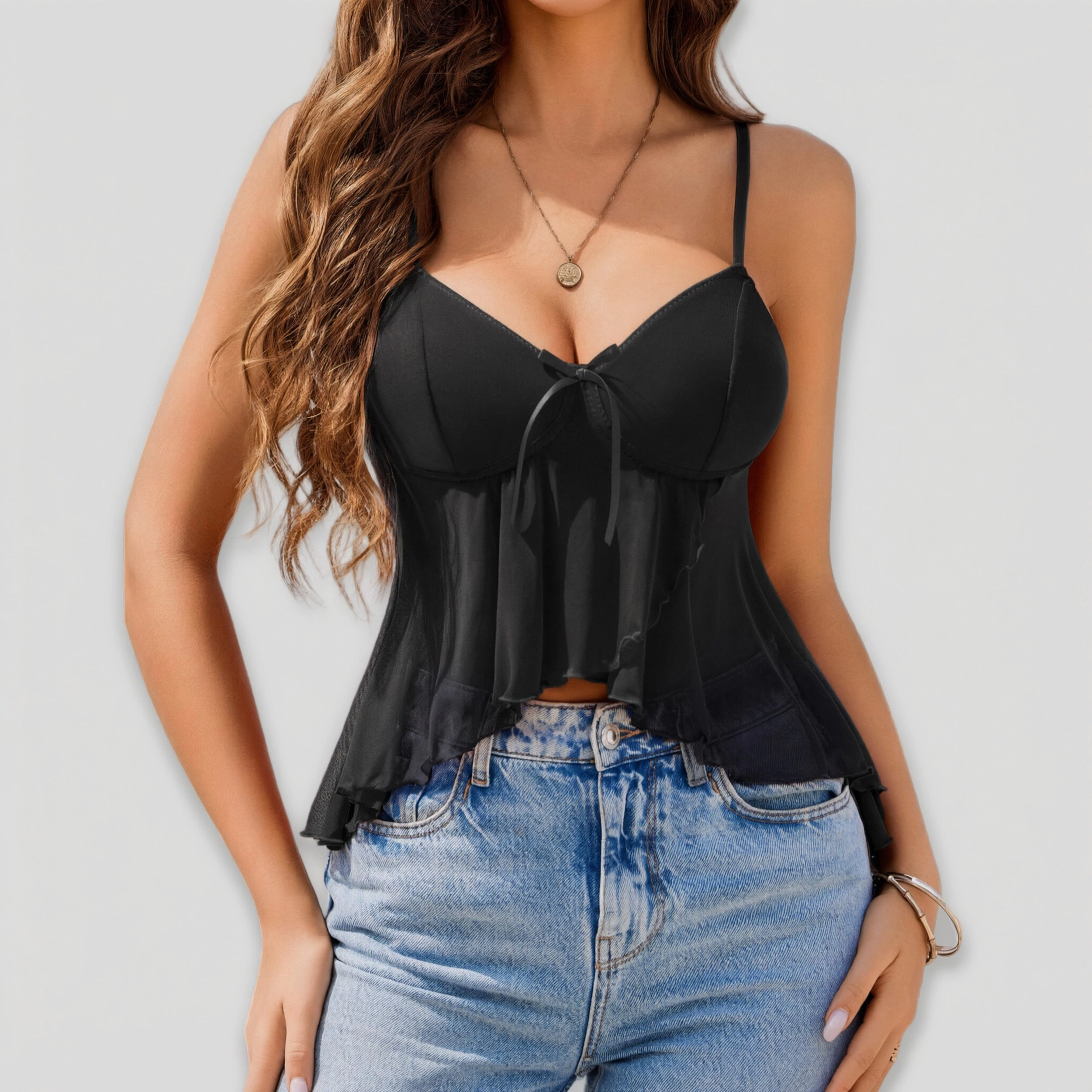 Avidlove Women's Sleeveless V Neck Irregular Ruffle Bustier Camisole