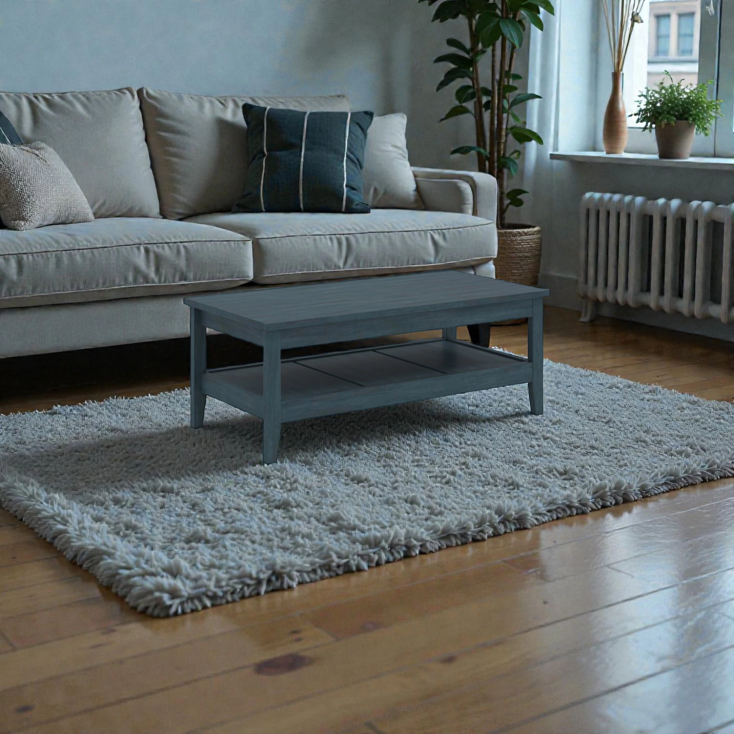 Hivvago Rustic Living Room Coffee Table with Reinforced Thick Top