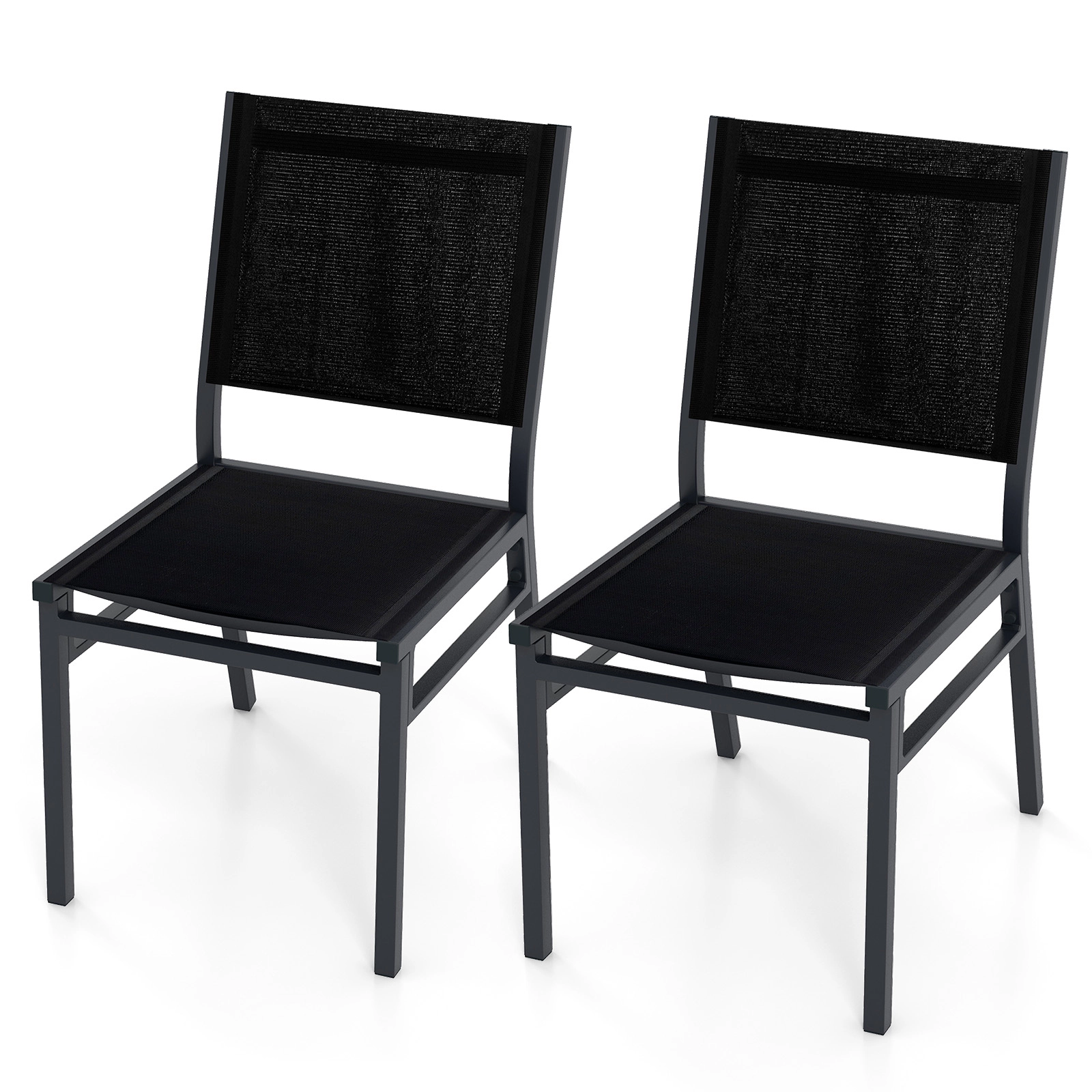 LJG Outdoor Dining Chairs with Breathable Seat and Backrest for Backyard Porch Poolside