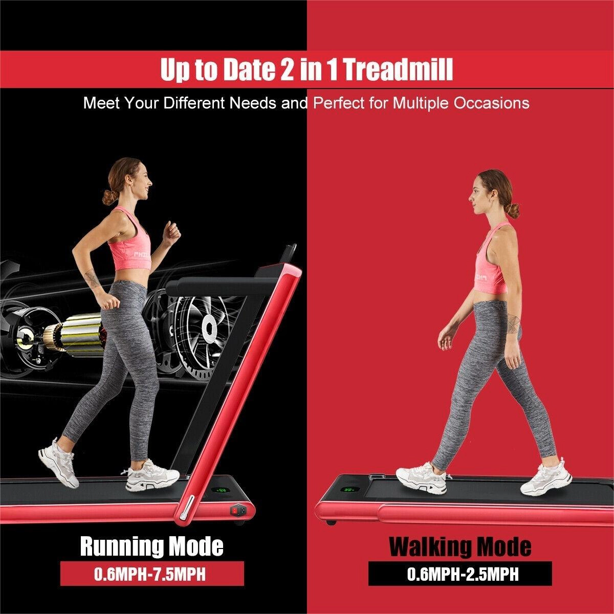 SUGIFT 2-in-1 2.25-HP 265-lb Capacity Folding Treadmill with Foldable Handrail APP Control and Speaker