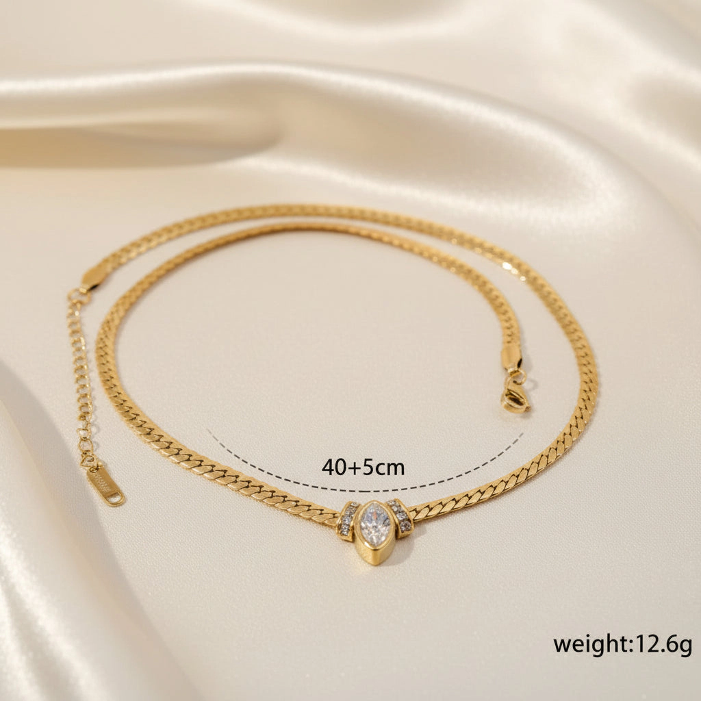 DressAtR Women's 18K Gold Plated Cuban Chain Necklace