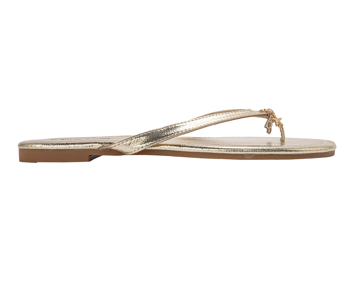 bebe Women's Flat Sandals with Shell Charm Detai
