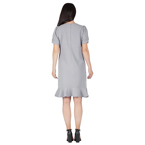 Standards & Practices Women's Puff Sleeves Drop Waist Ruffle Hem Mini Dress