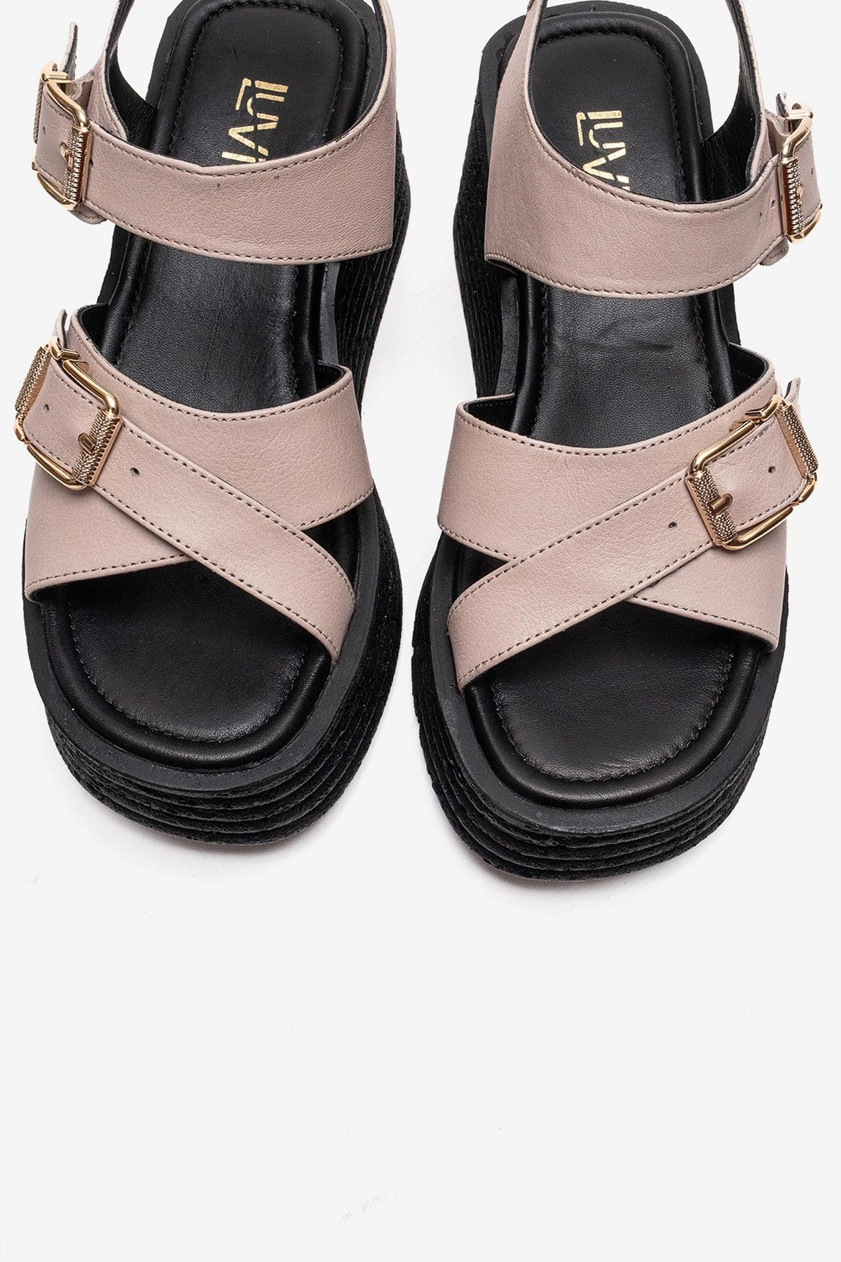 Forever & Always Womens Mirette Leather Platform Sandals