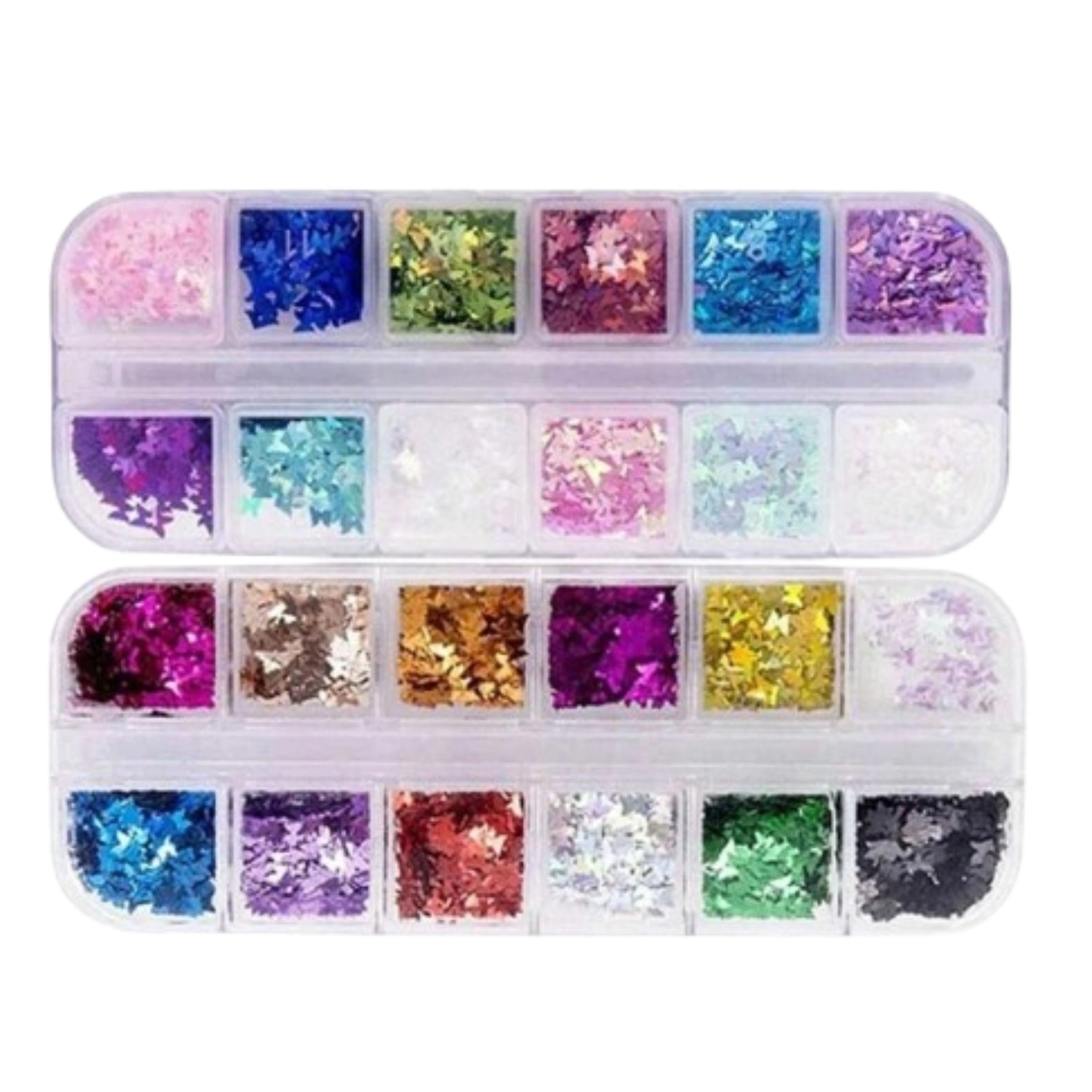 Home Collection Holographic Butterfly Nail Glitter Sequins 24 Grid Set