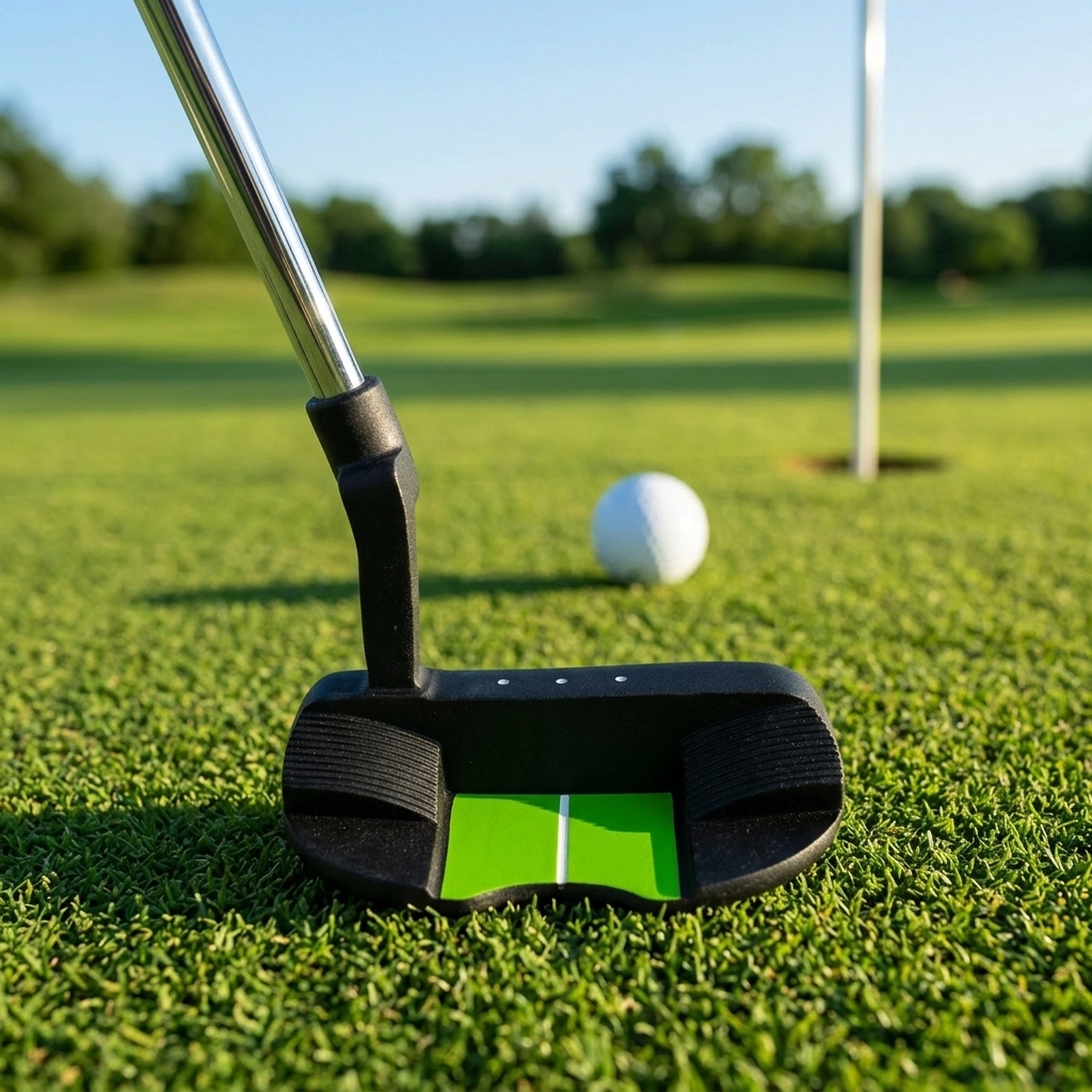 27-in Kids Putter for Ages 8-10 Zinc Alloy Mallet Head Low Center of Gravity Alignment Line Right Handed Green