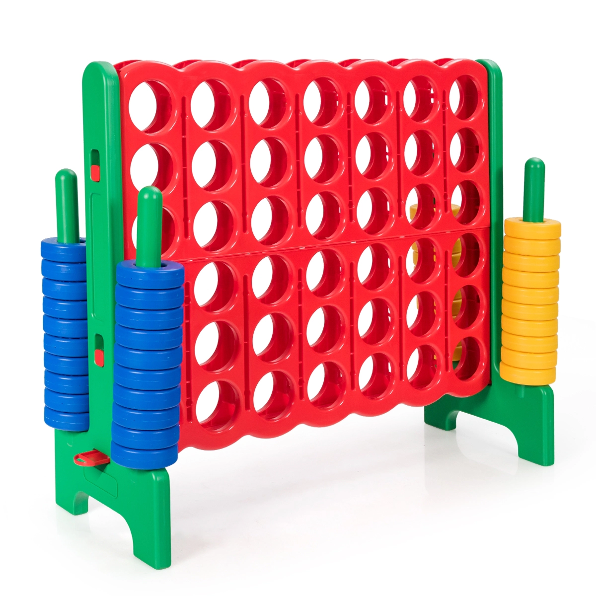 SUGIFT Jumbo 4-to-Score Giant Game Set with 42 Jumbo Rings and Quick-Release Slider Combo Game Red/Blue/Green