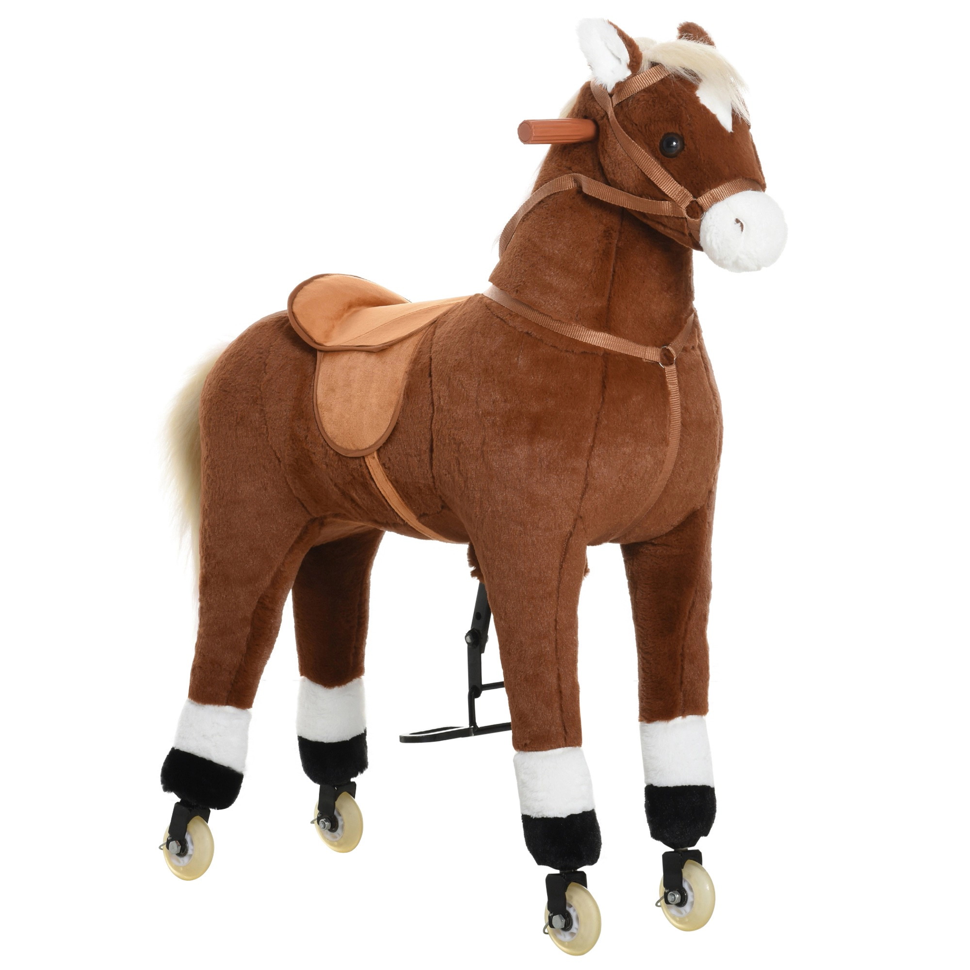 HONGGE Kids Ride-On Walking Horse with Pedal-Powered Wheels, Plush Huggable Body & Saddle, Large Size for Ages 5+