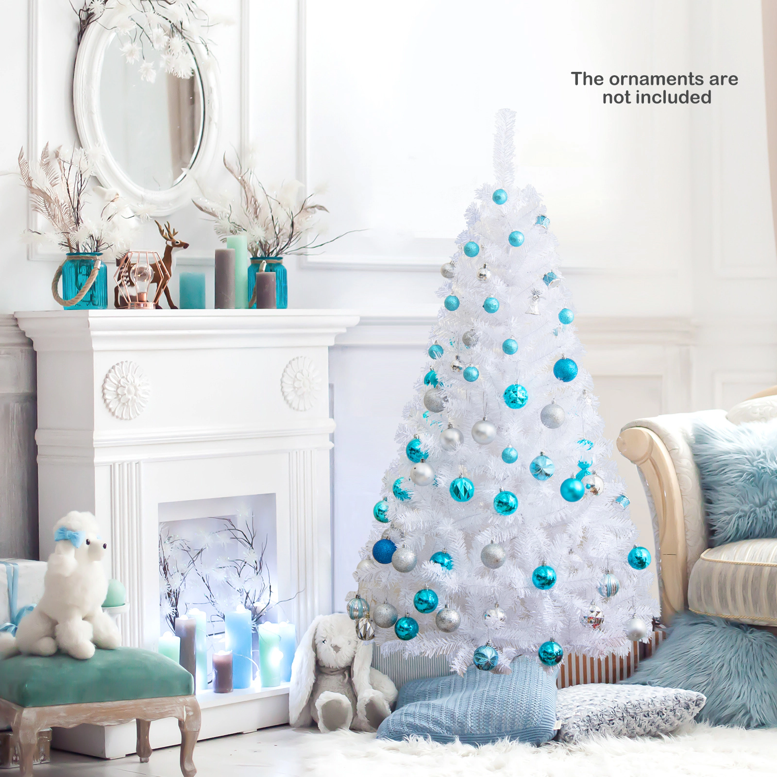 Glintex 5-Ft White Artificial Christmas Tree with 3-Piece Quick Assembly, White