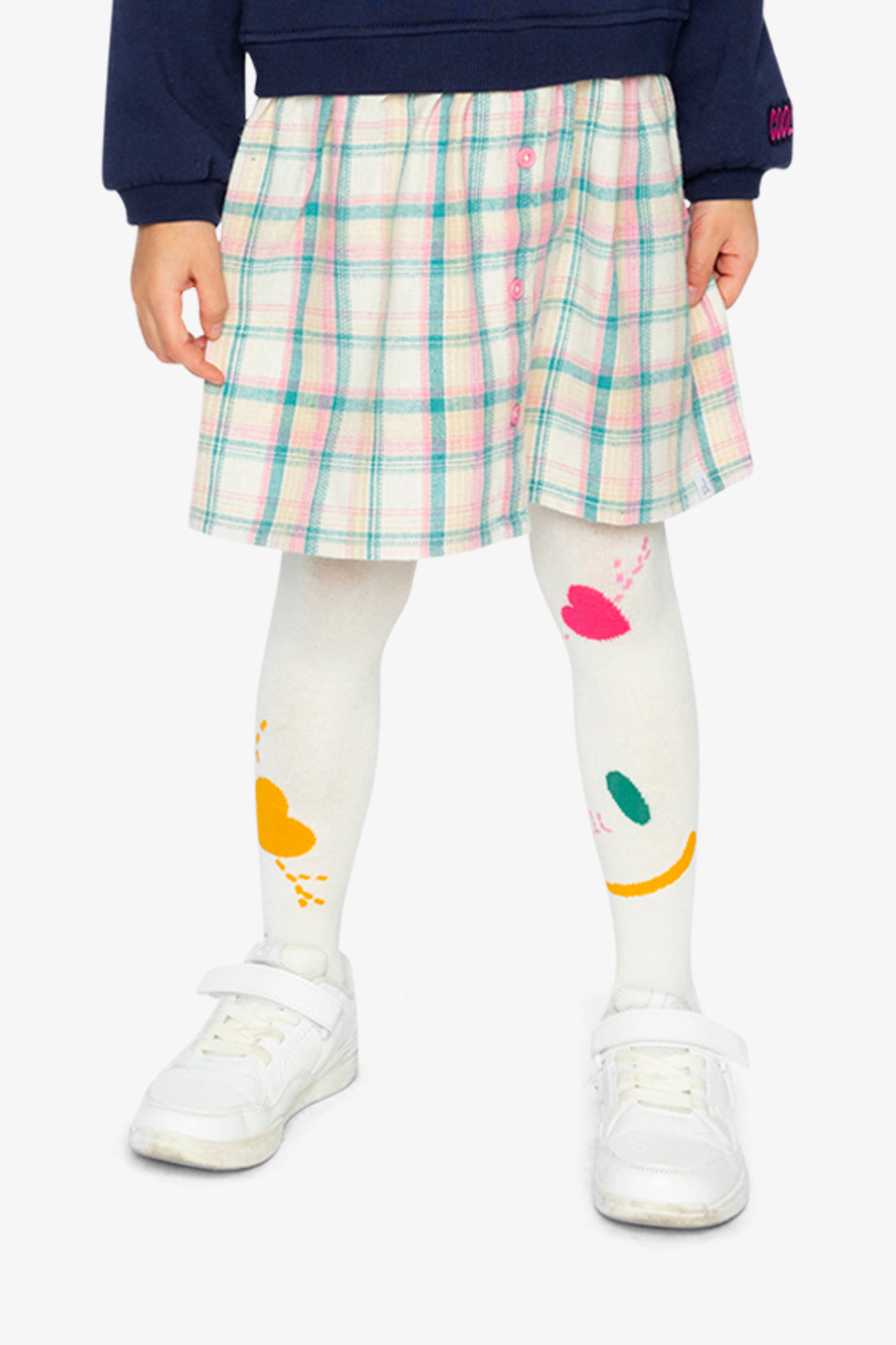 Deux par Deux Girls Graphic Detail Knit Tights