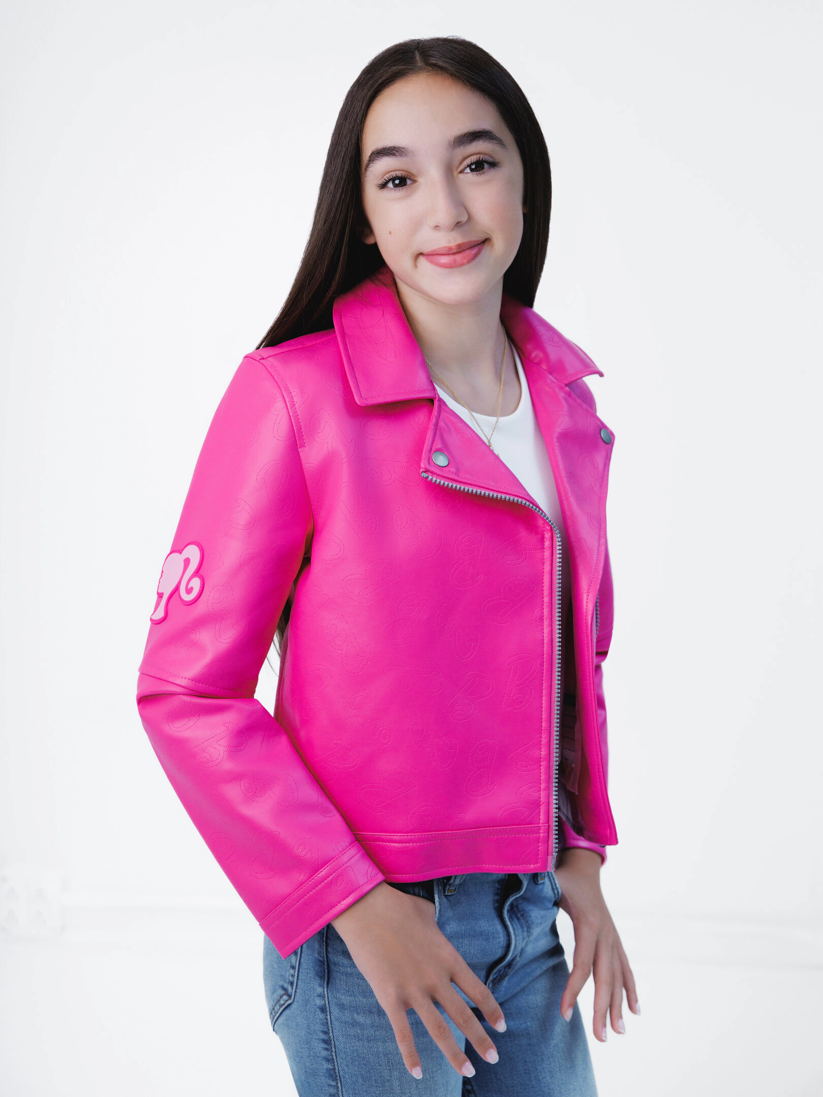 Barbie Girls' Iridescent Zip-Up Leather Jacket