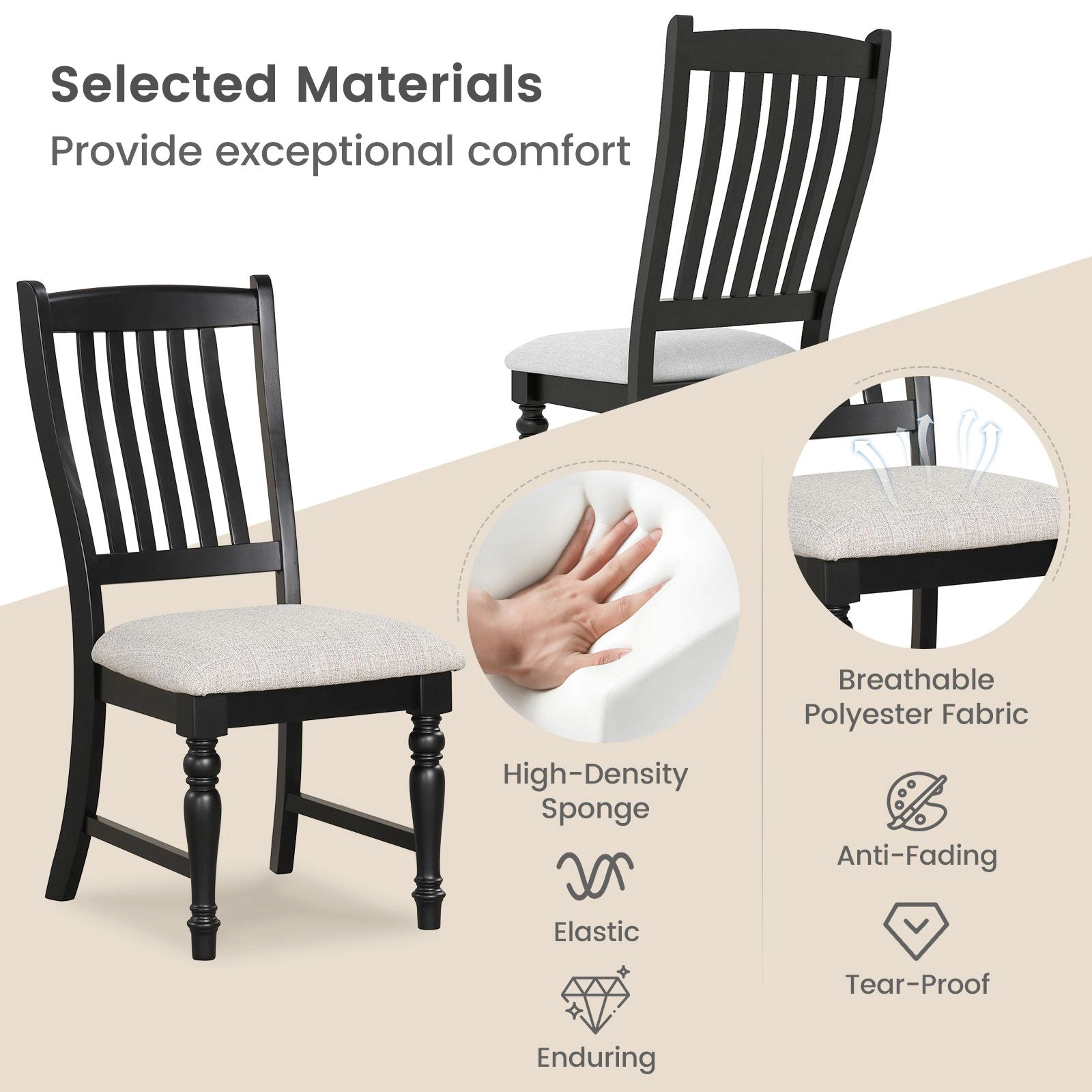 SlickBlue Unisex Set of 2 Dining Chairs with Solid Wood Legs