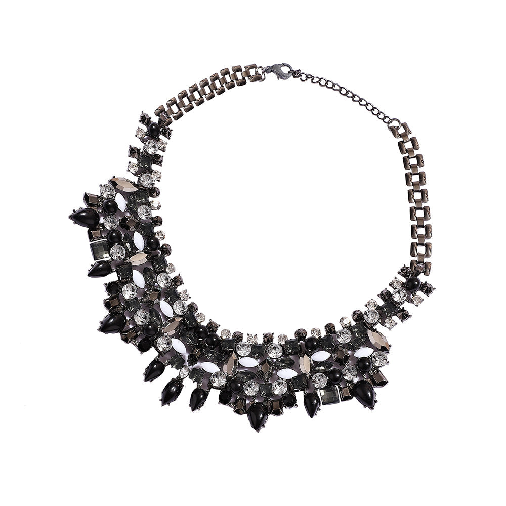 SOHI Women's Onyx Black Party Statement Necklace