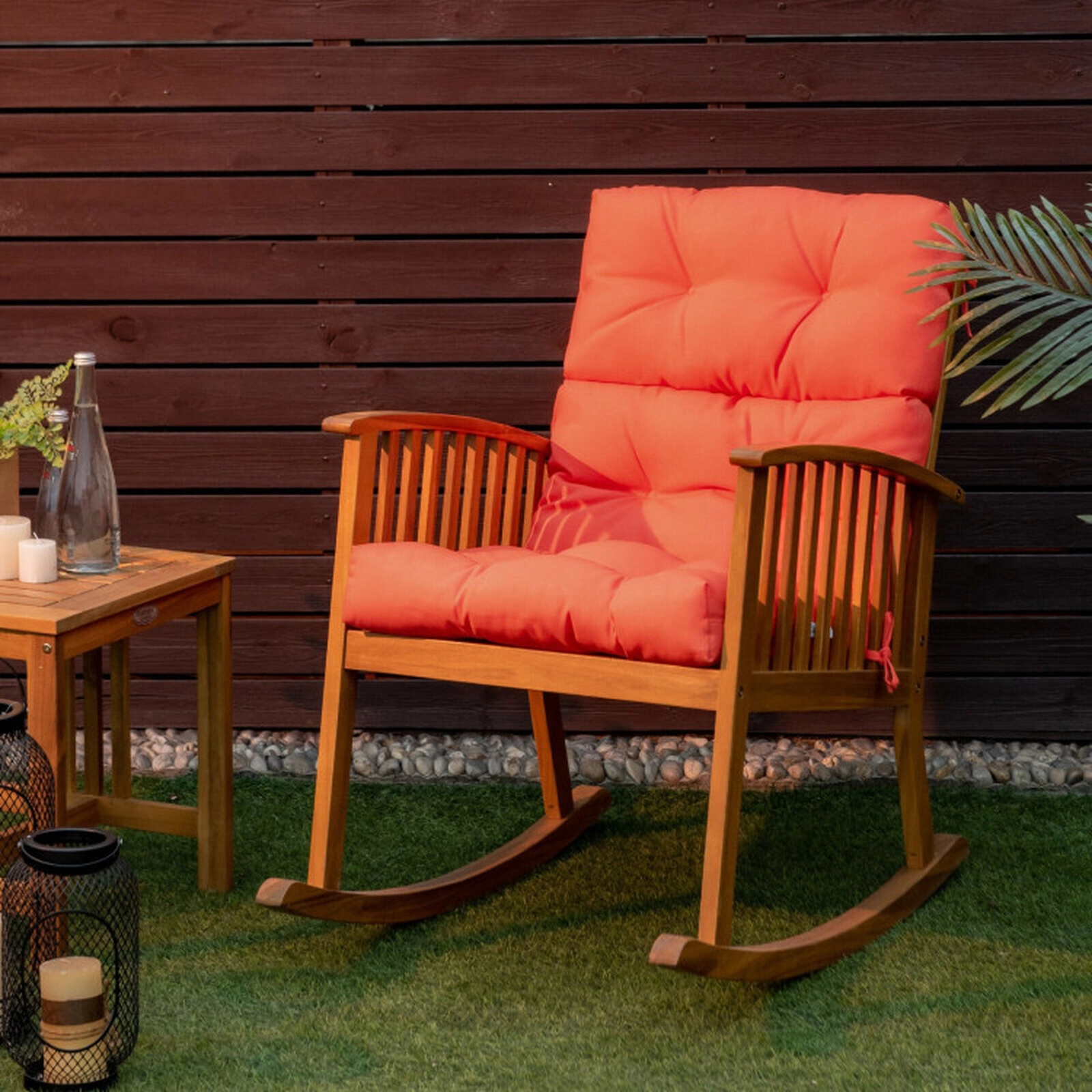 SUGIFT Tufted High Back Outdoor Patio Chair Seating Pad 45.5-in Long 4-lb Cushion 1-Piece Indoor/Outdoor Orange