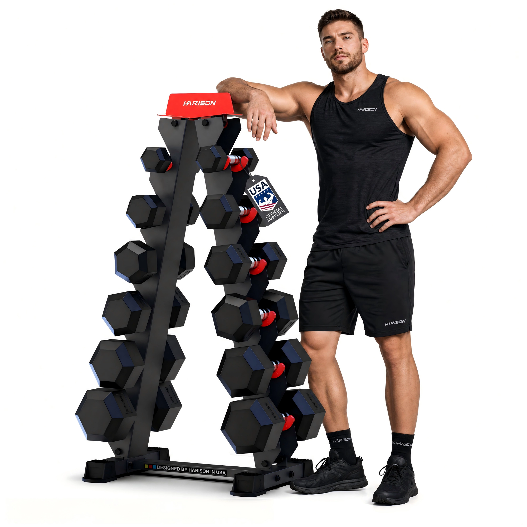 HARISON A-Frame Dumbbell Rack, 6-Tier Weight Storage Stand, 480 LB Capacity for Home Gym