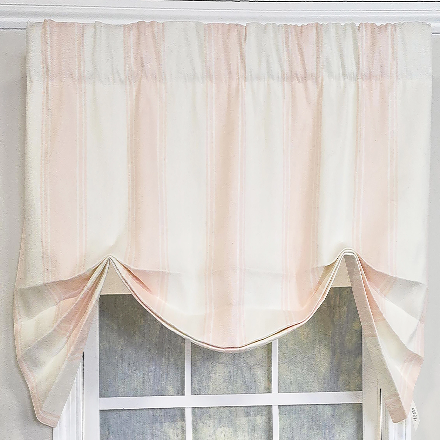 RLF Home Faded Stripe Butterfly 100% Cotton Rod Pocket Lined  Window Valance 50" x 17" Pink