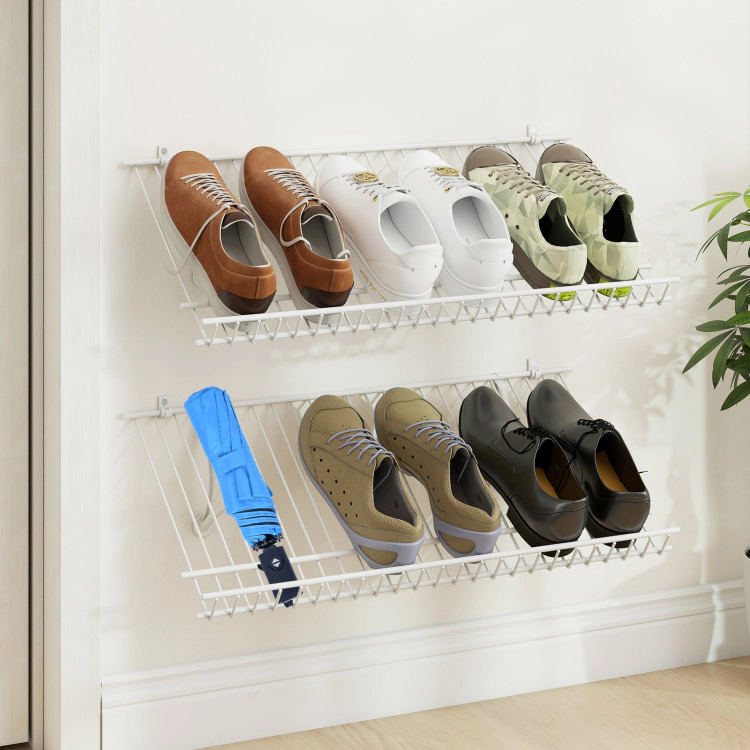 Hivvago Closet Shelves Wall Mounted Set of 2 Metal Wire Shoe Racks