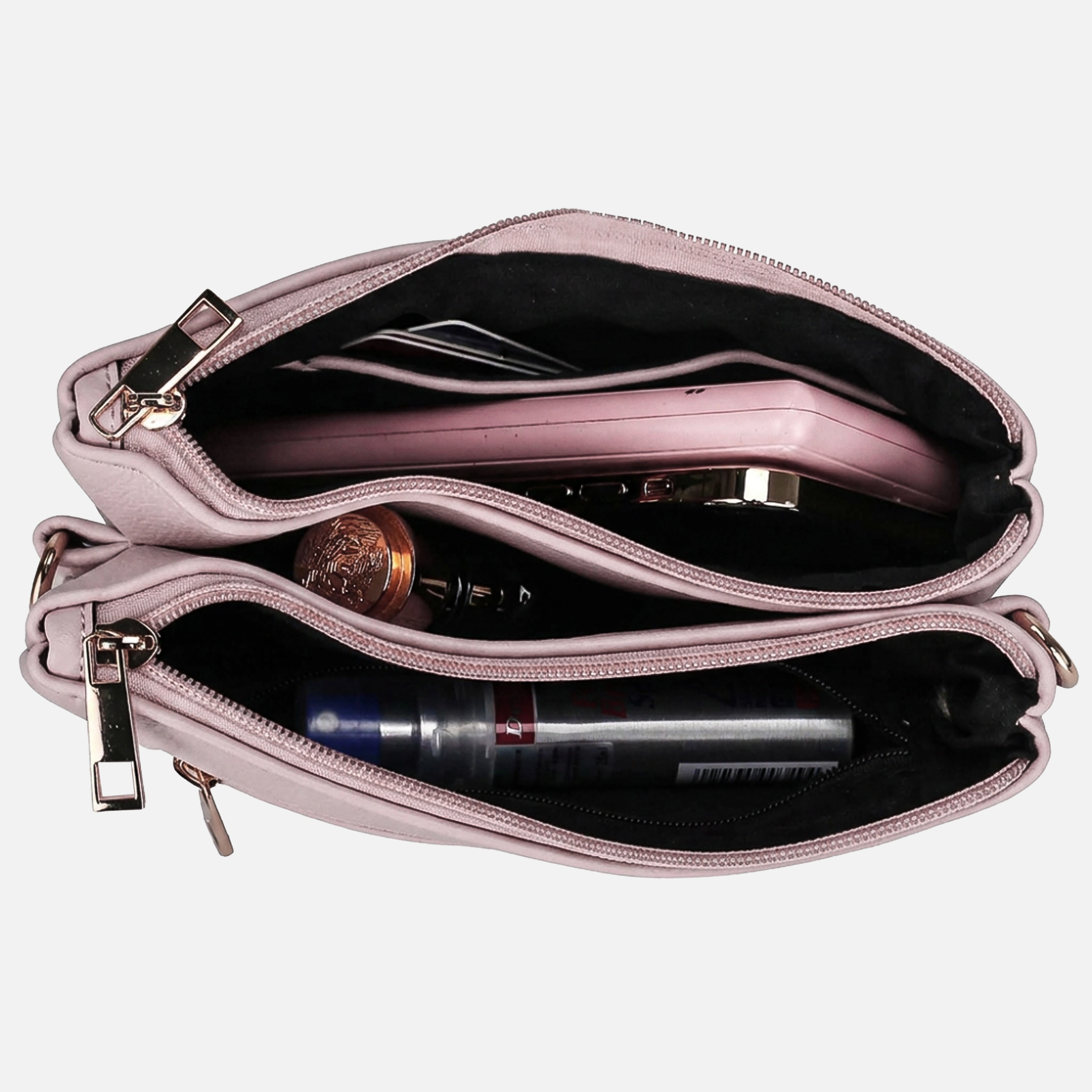 Mia K Collection Elsie Vegan Leather Compact Crossbody, Gold-Tone Hardware