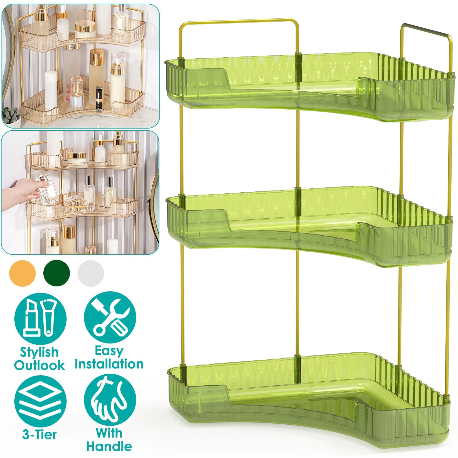 GBruno 3-Tier Corner Bathroom Countertop Organizer