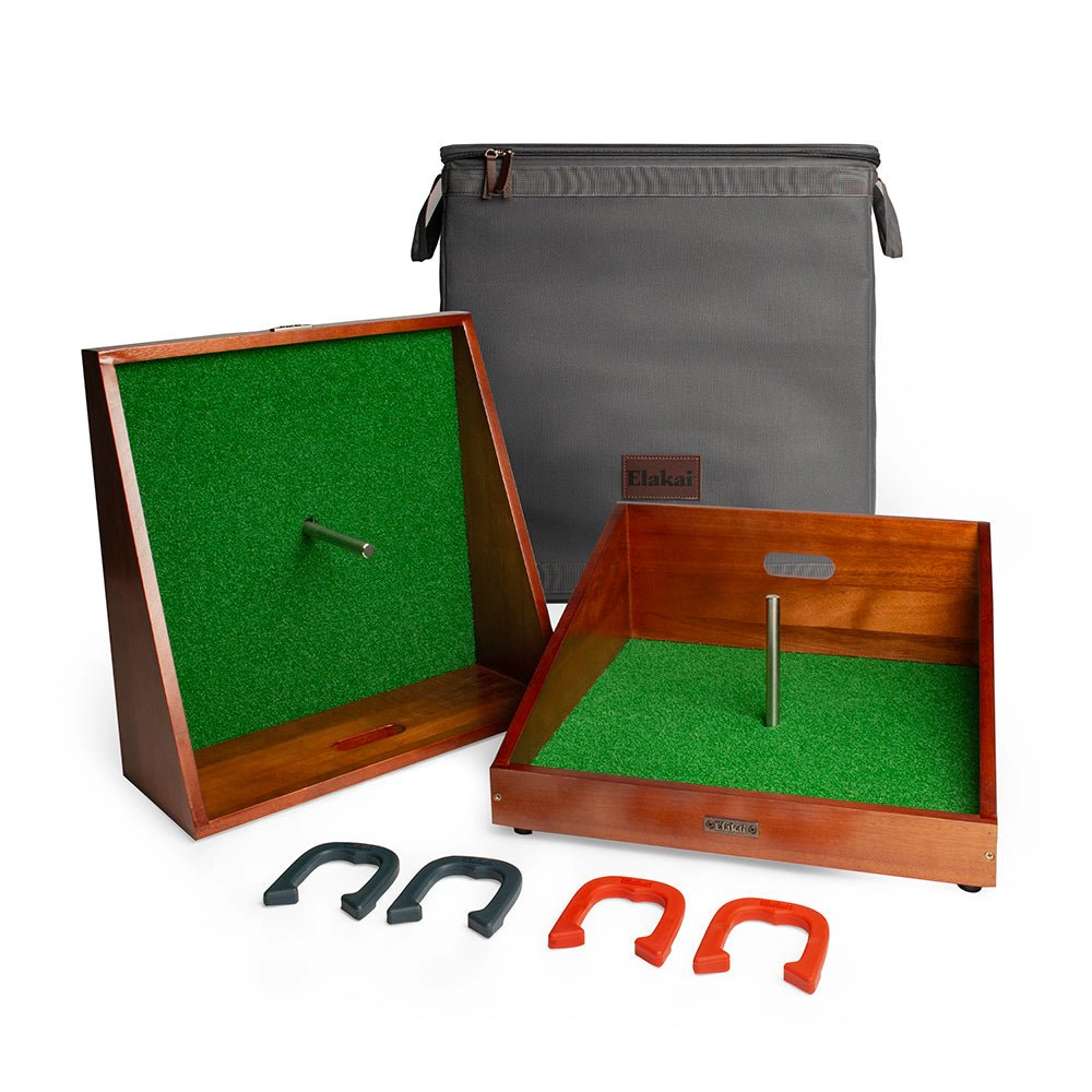 Elakai  Mahogany Buckaroo Mini Horseshoes Game
