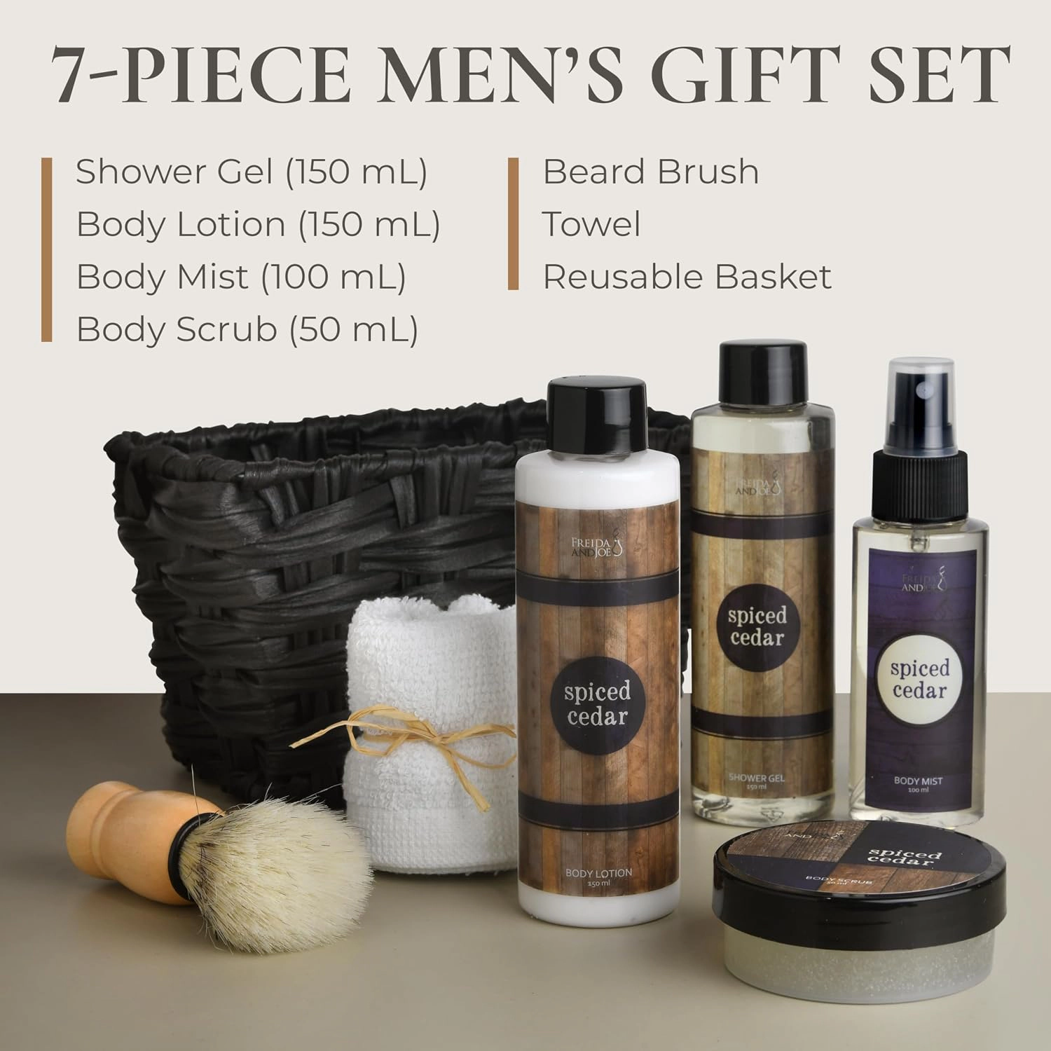 Freida and Joe Men’s  Spiced Cedar Spa Gift Basket