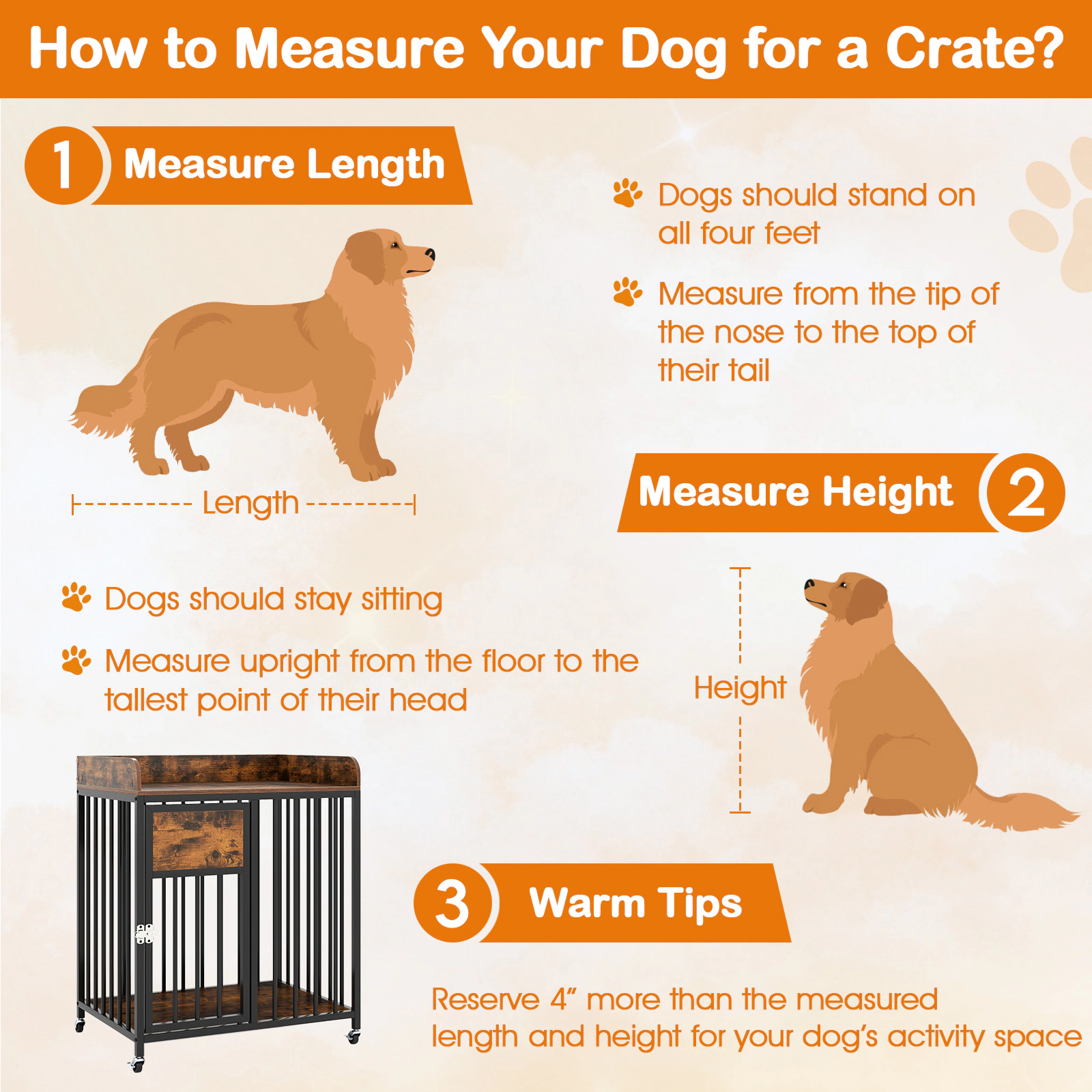 SUGIFT Rustic Brown 27.5 in End Table Kennel with Wheels for Small Dogs Dog Crate Furniture