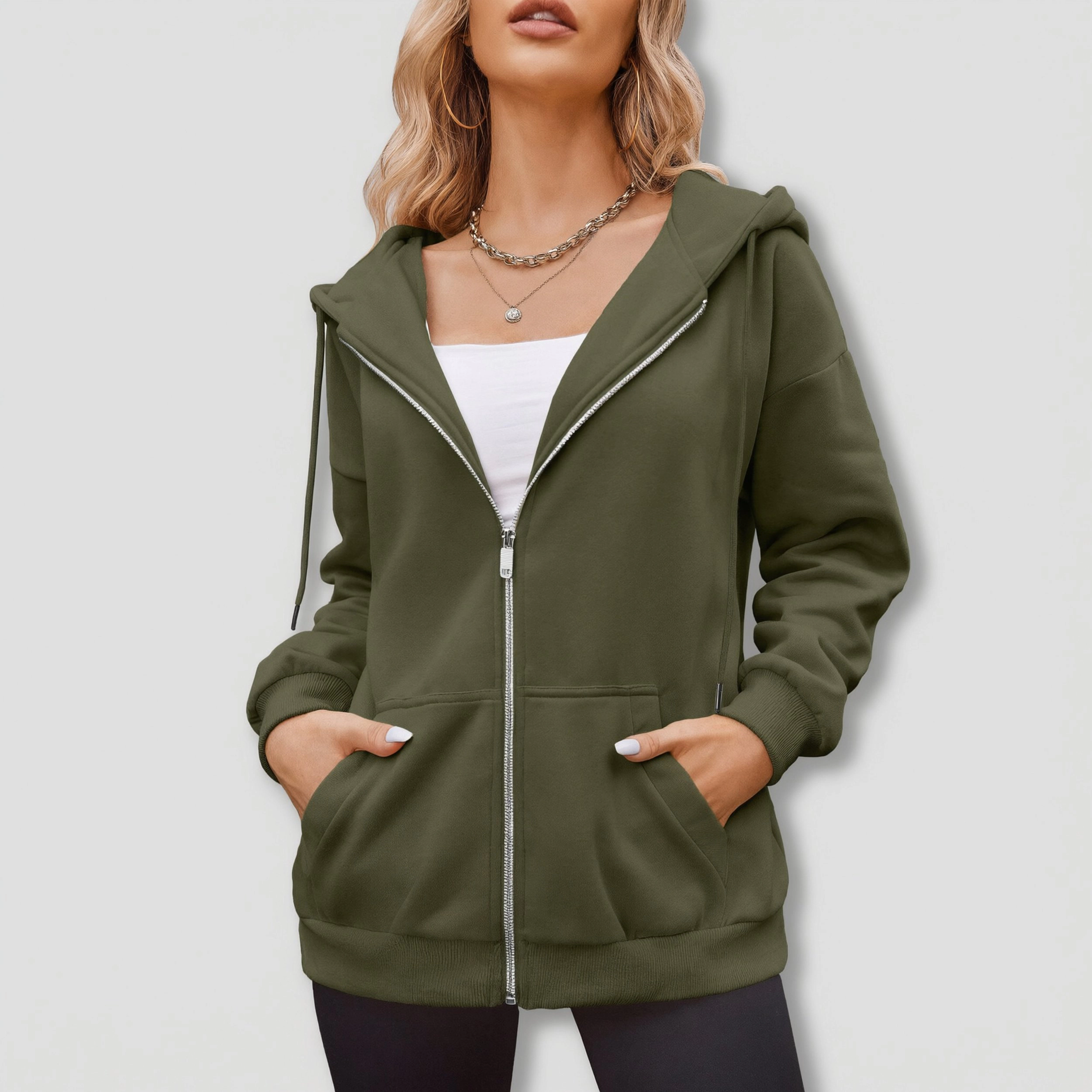 Zeagoo Women's Oversized Zip Up Fleece Hooded Sweatshirt