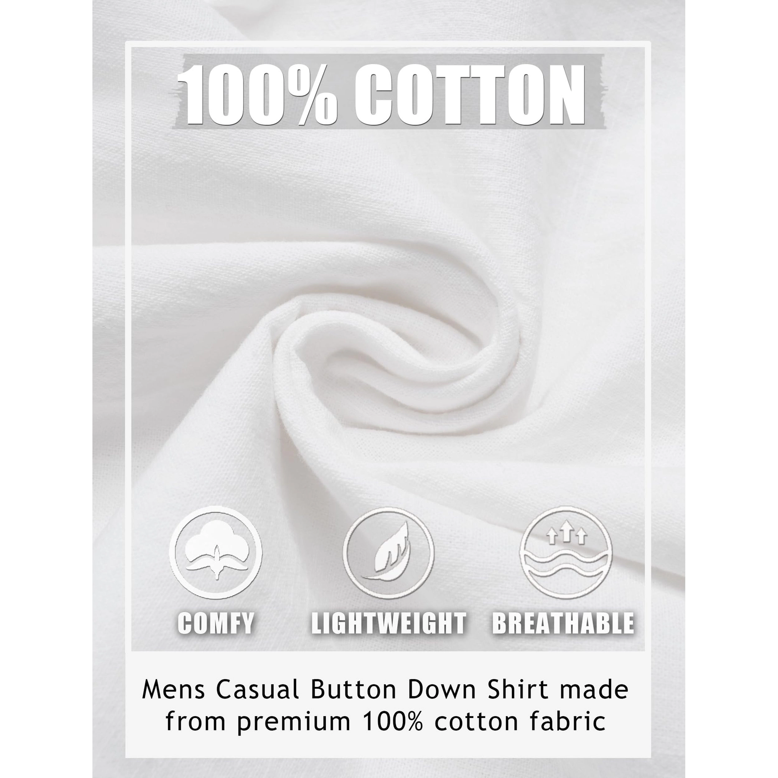 COOFANDY Men's Regular Fit 3/4 Sleeve Collar Neck Button Front Shirt