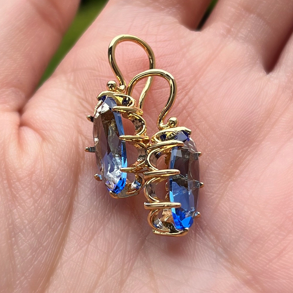 Wardrobe Whimsy Oval Cut Multi Color Cubic Zirconia Dangle Hook Earrings