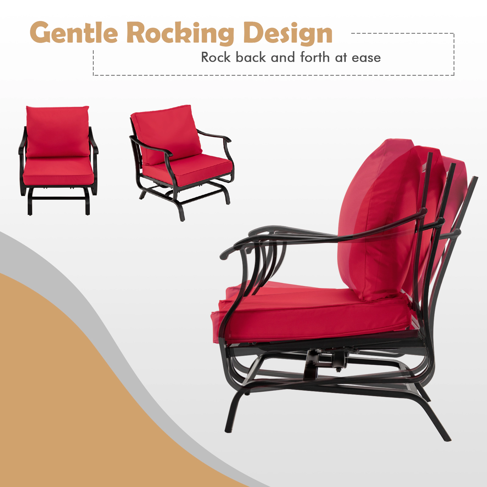 LJG 3 Piece Patio Rocking Chair Set with Coffee Table