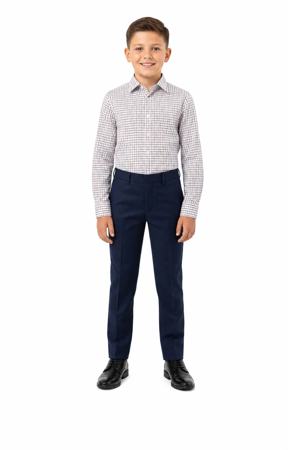 Elie Balleh Boys Slim Fit Plaid Button Down Shirt