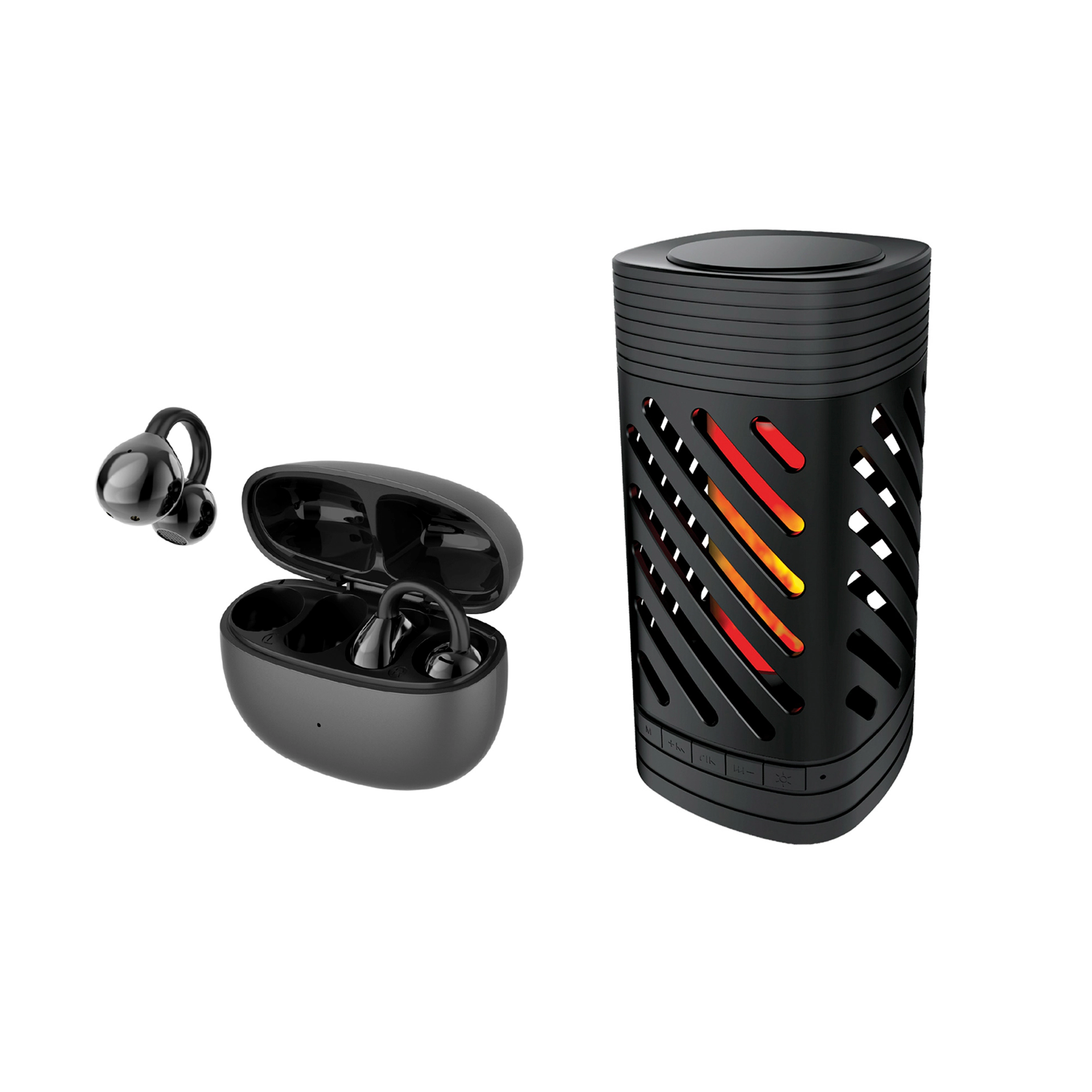Pursonic Unisex Portable Ambient Flame Lantern Speaker & True Wireless Stereo Earbuds 2-in-1 Audio Set