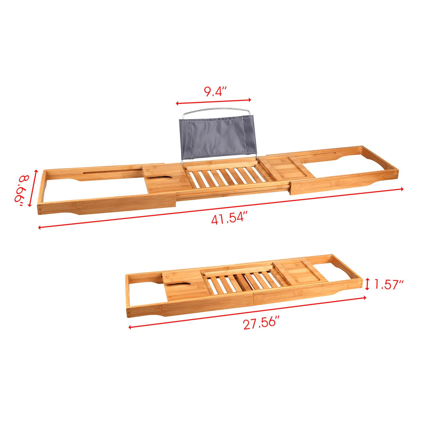GBruno Bamboo Extendable Bathtub Caddy Tray
