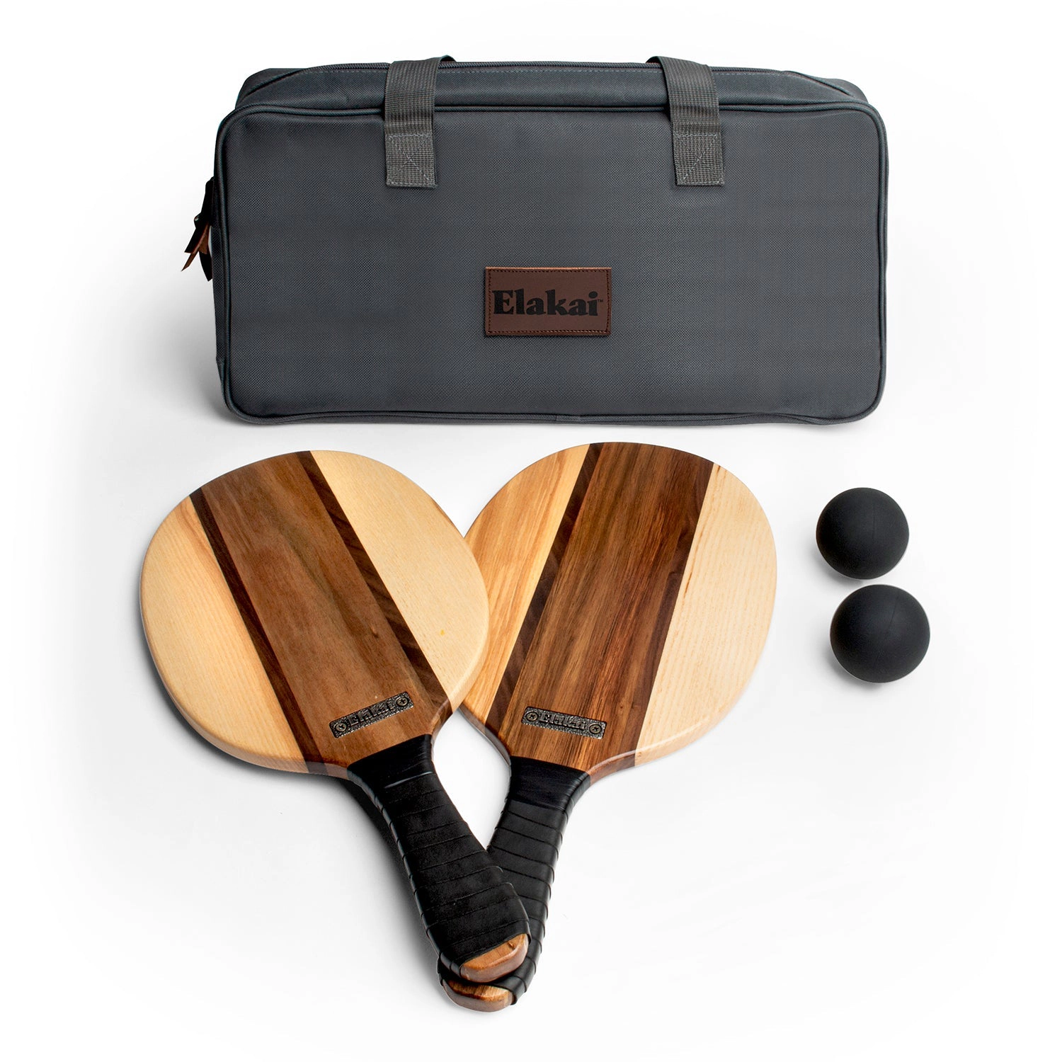 Elakai  Natural Premium Hardwoods Two Player Patroller Paddle Ball Set