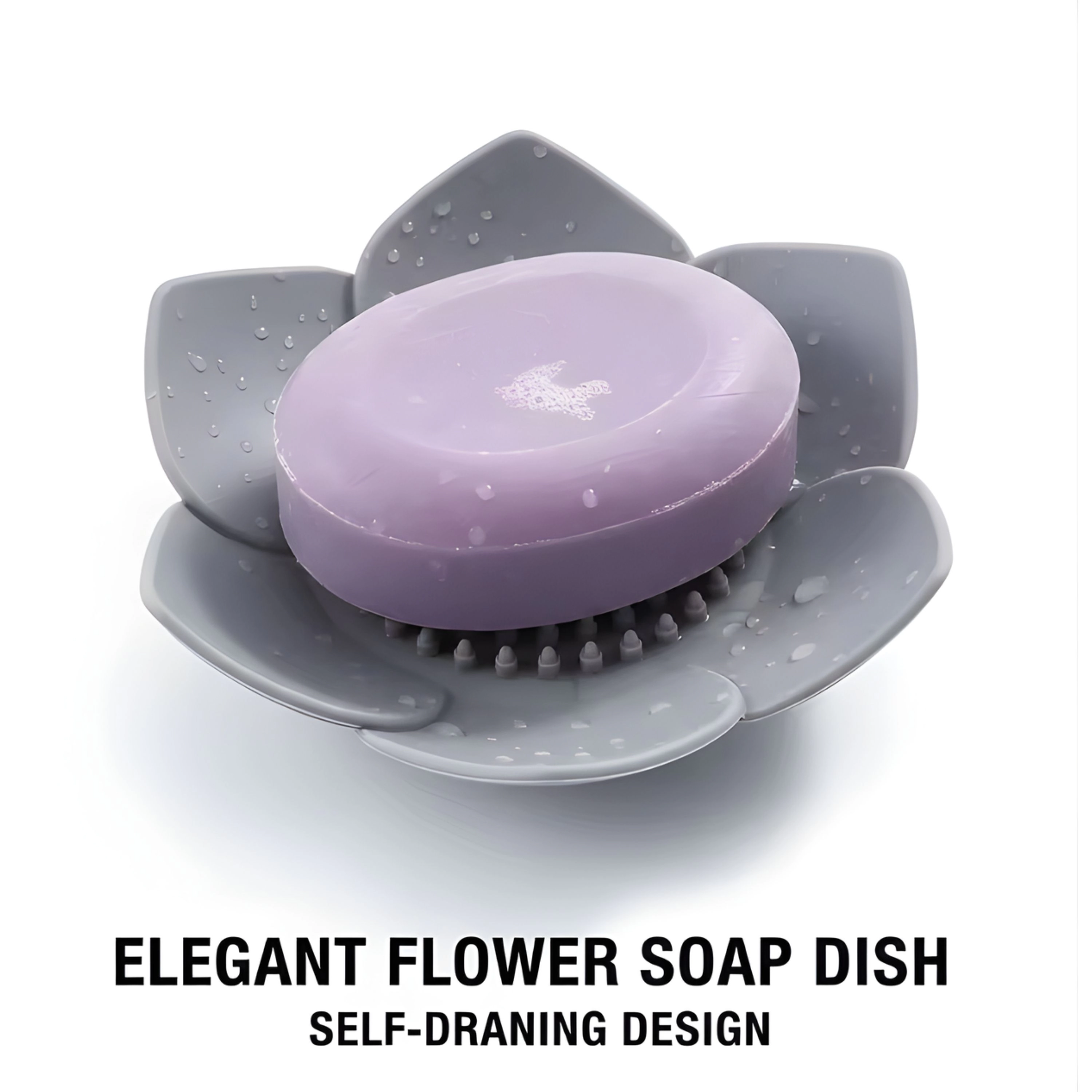 Kitcheniva 2 Pcs Silicone Self-Draining Flower Soap Dish